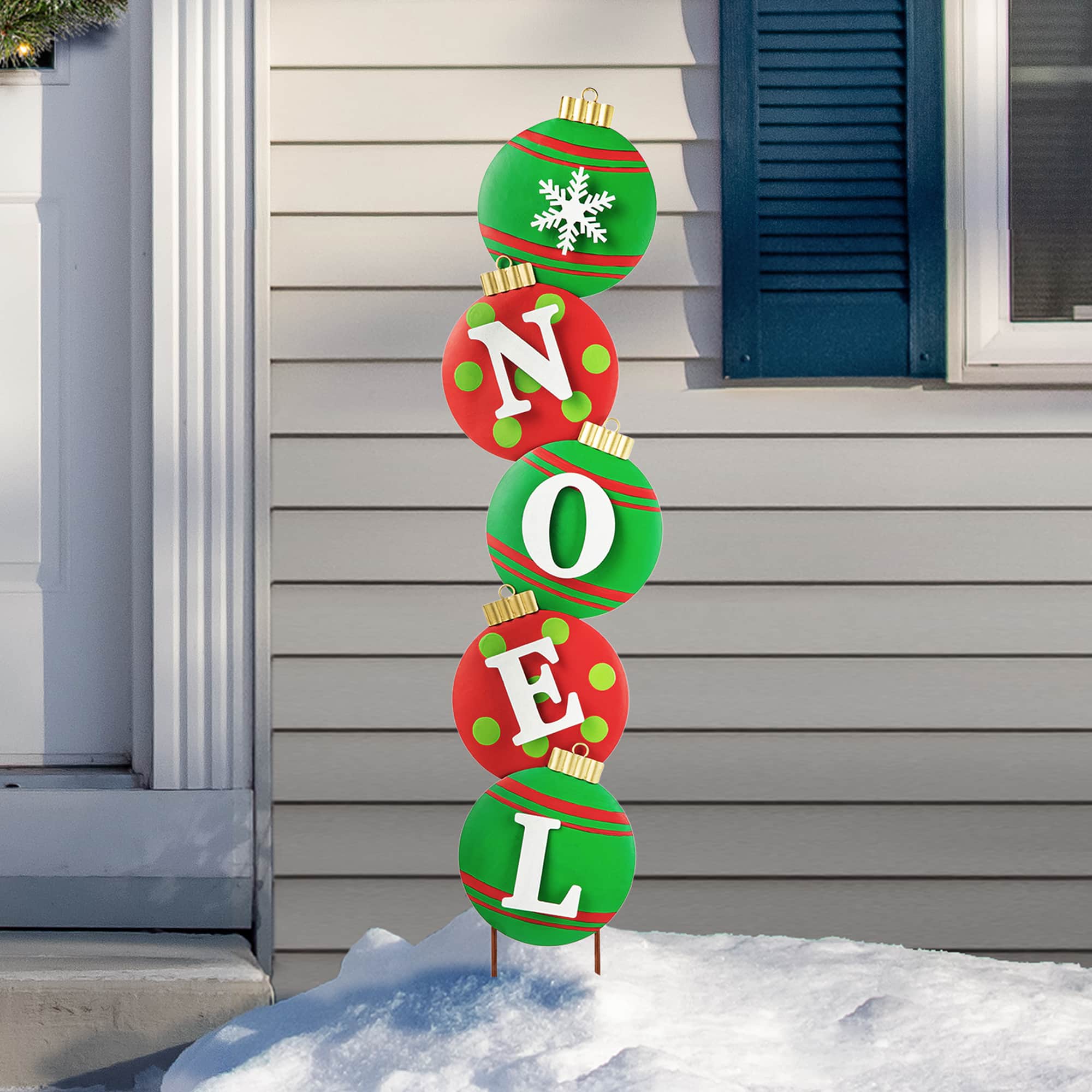 Glitzhome® Metal Metal JOY & NOEL Ornament Yard Stake/Wall Décor Set