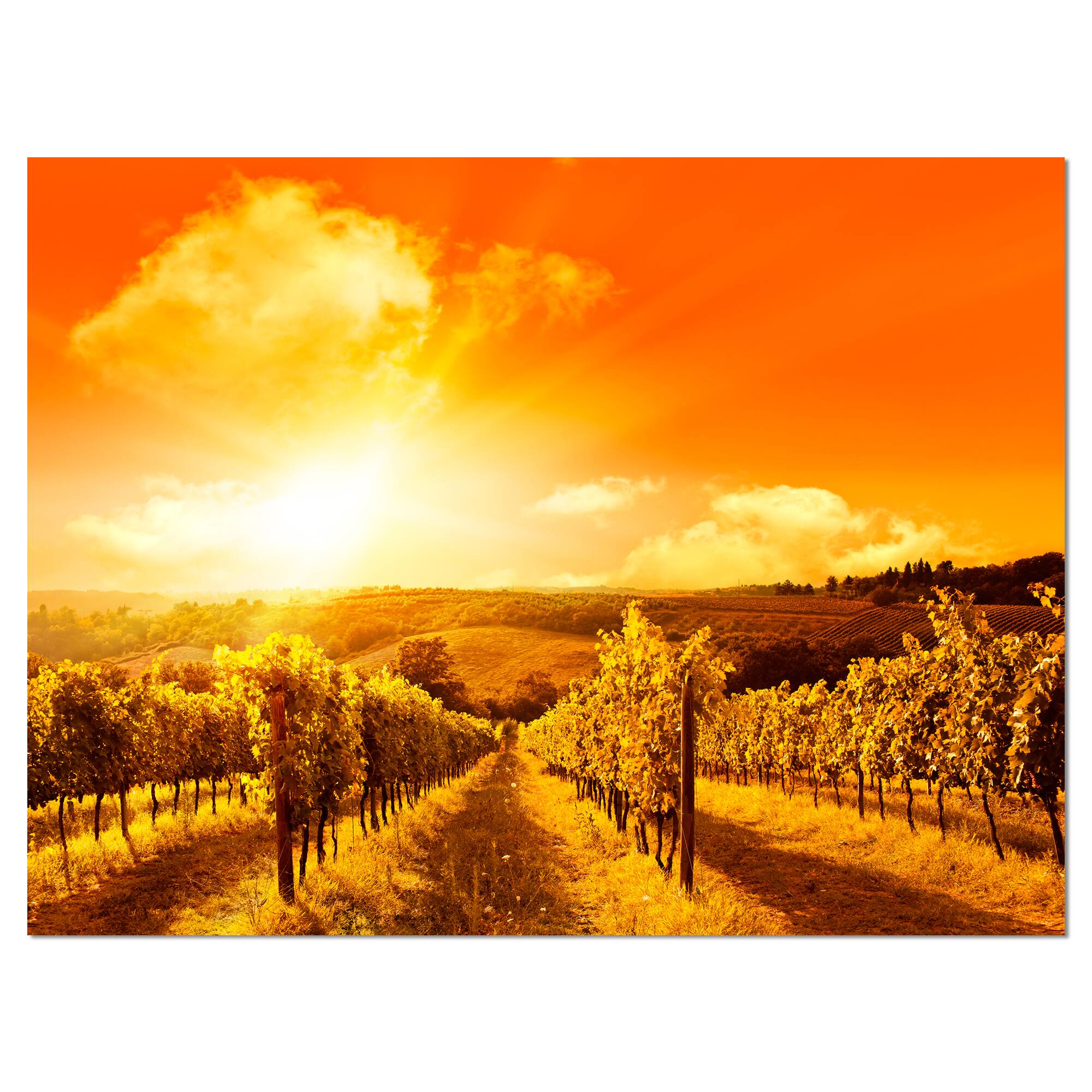 Designart - Scenic Sunset Road in Italy - Large Landscape Canvas Art