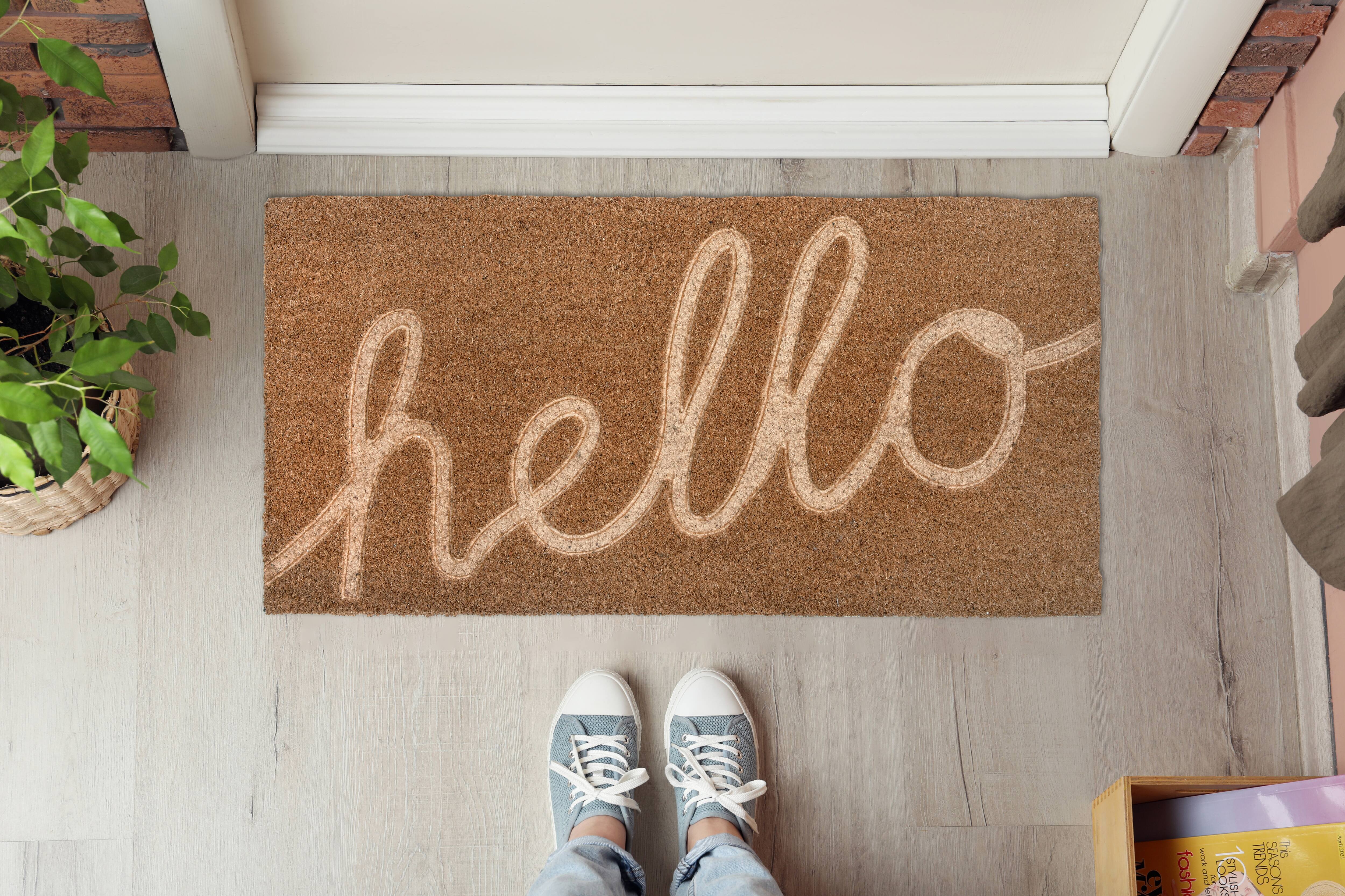Hello Honey® Nautral Hello Engraved Coir Doormat