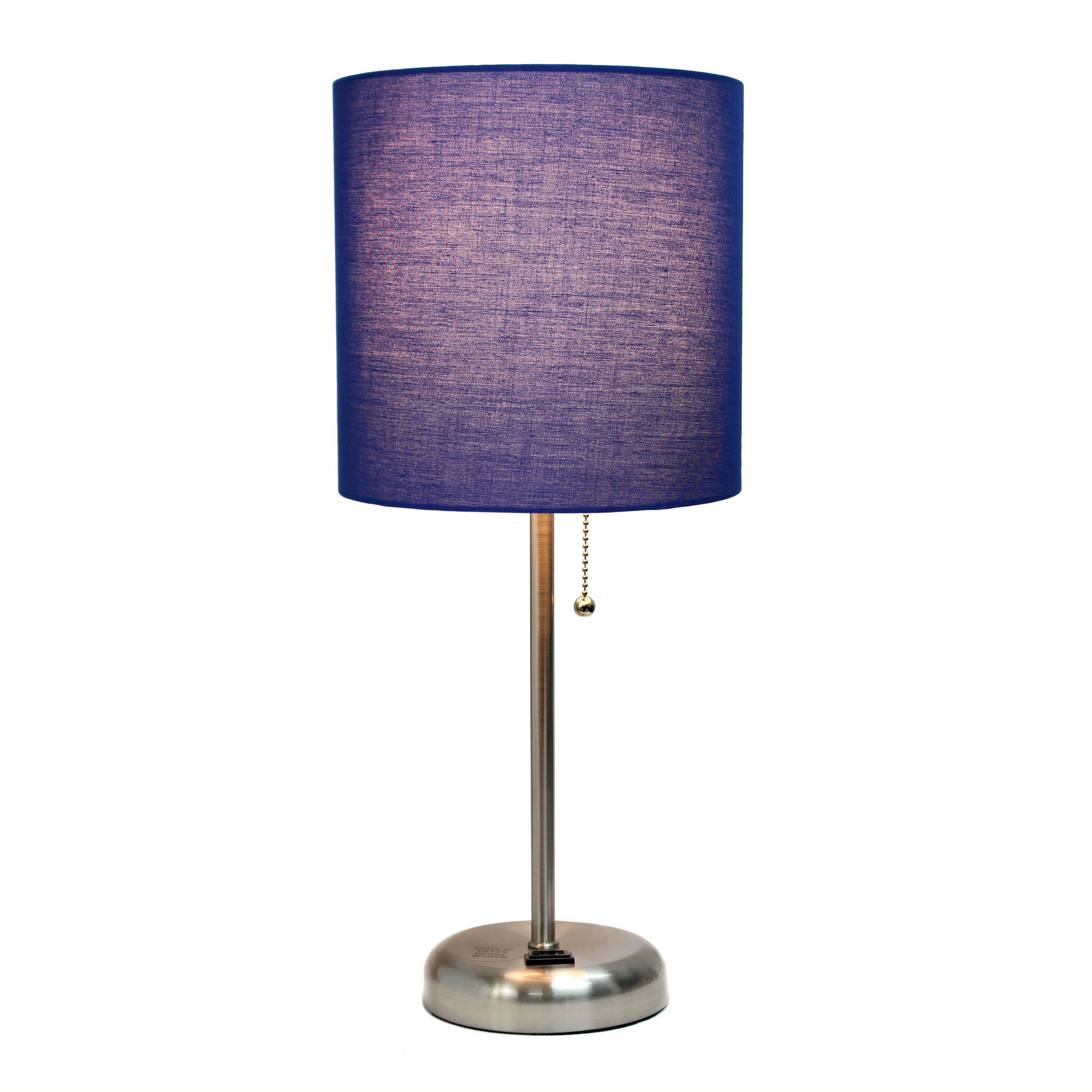 LimeLights 19.5&#x22; Stick Lamp with Charging Outlet and Fabric Shade