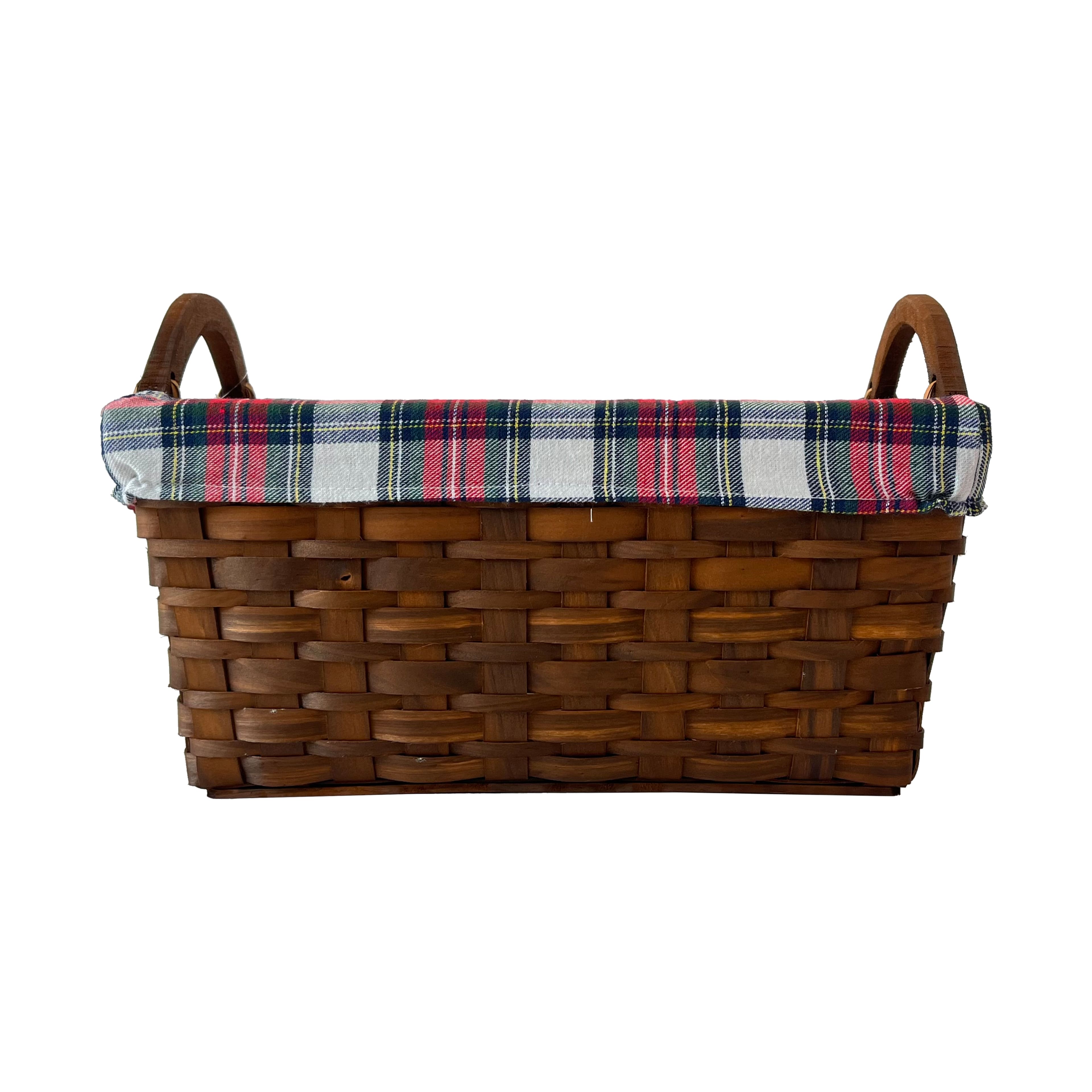 Medium Wood Basket with Plaid Liner by Ashland&#xAE;