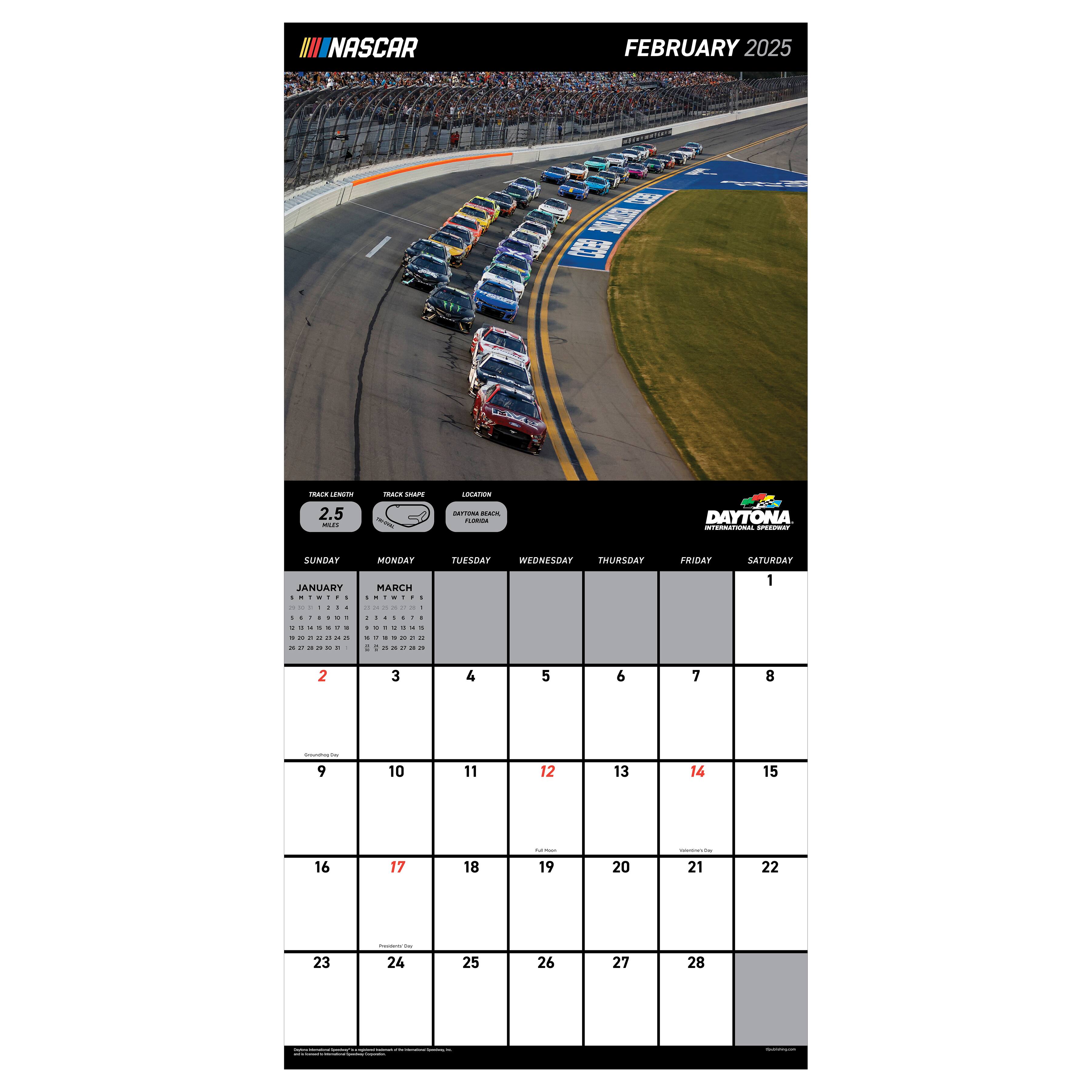 TF Publishing 2025 Nascar Tracks Wall Calendar