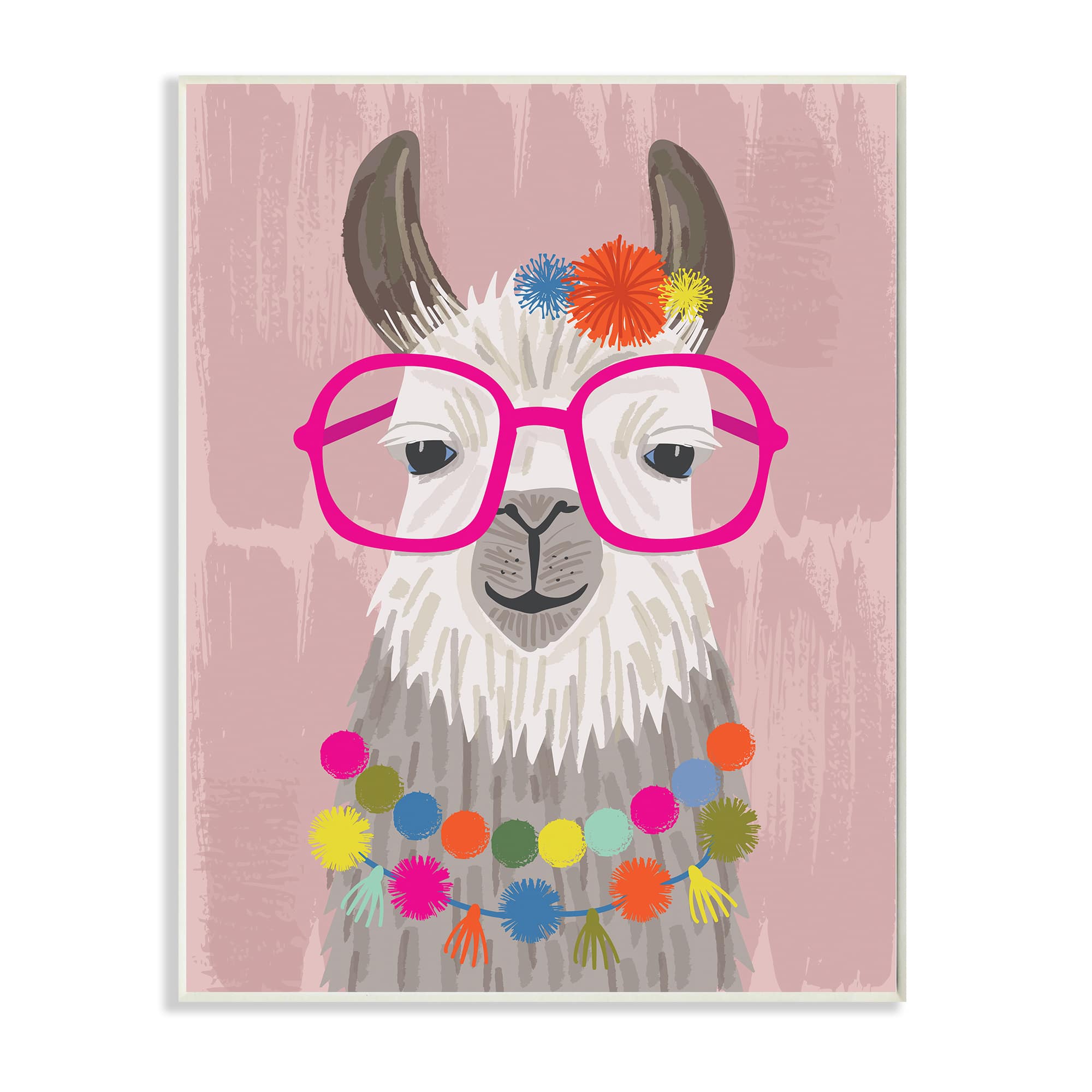 Stupell Industries Llama Silly Glasses Polka Dots Festive Animal Wall Plaque
