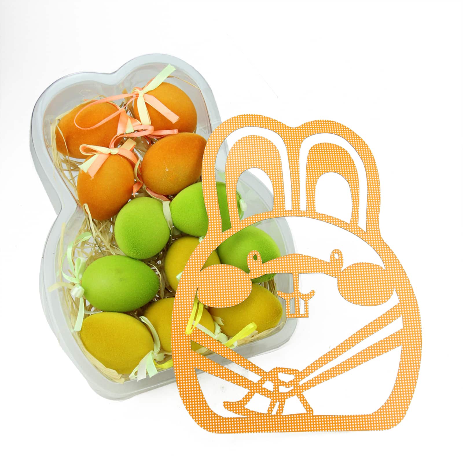 Set of 12 Orange, Green and Yellow Spring Easter Egg Ornaments