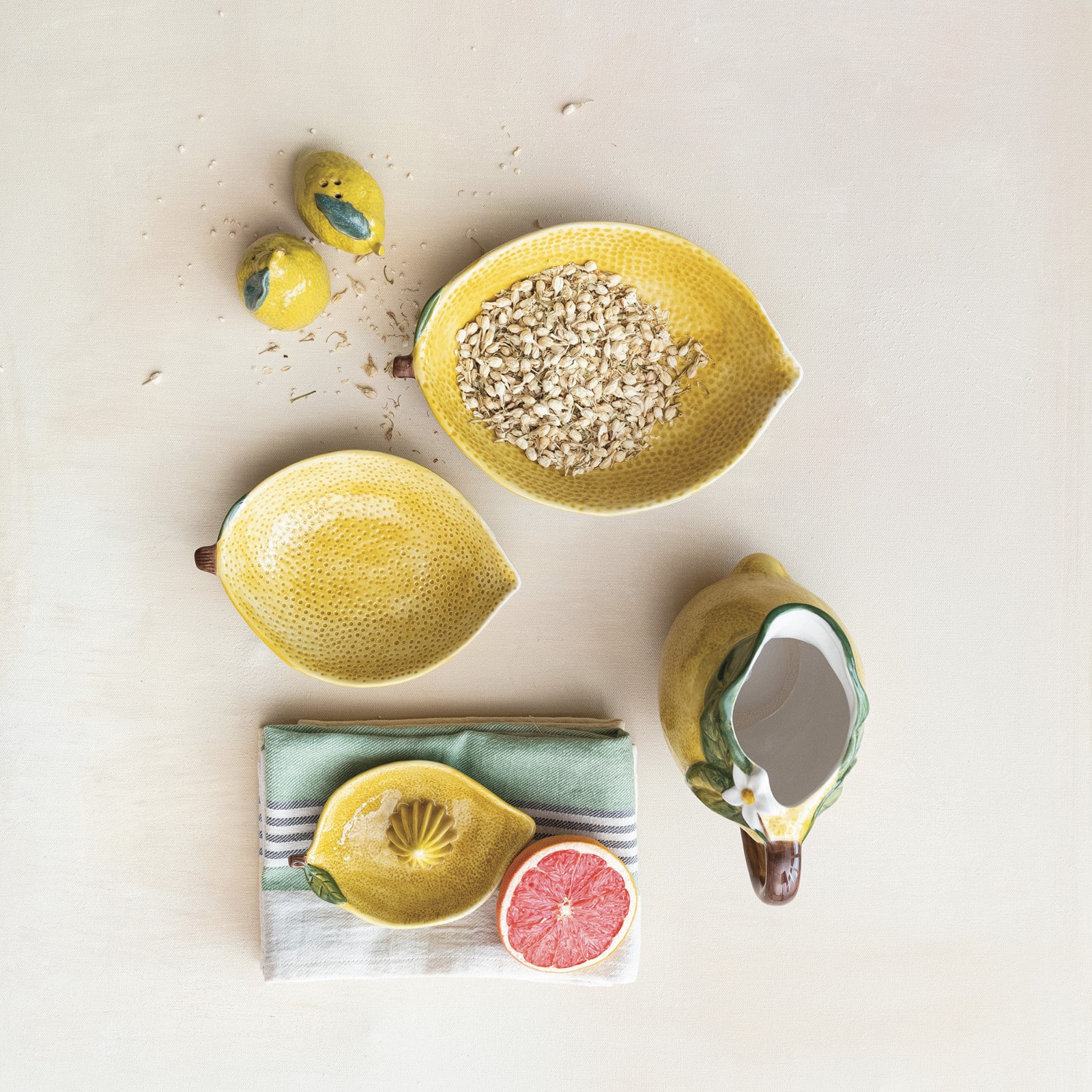 Hello Honey&#xAE; 6.25&#x22; Sunny Orchard Stoneware Lemon Pitcher