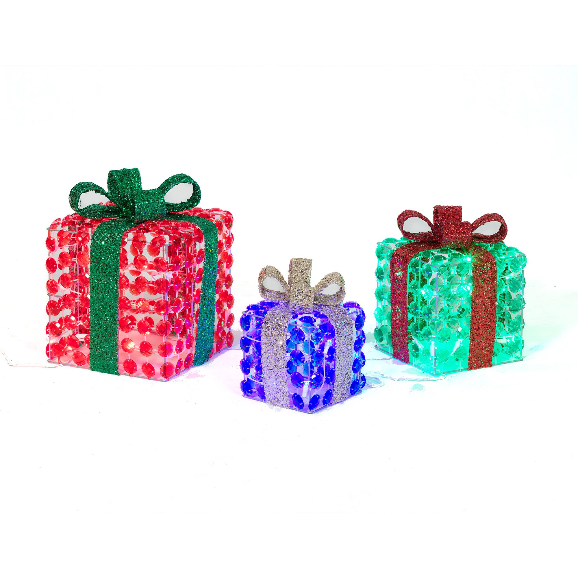 3-Piece Random Twinkle LED Diamond Beads Gift Box Sculpture Set