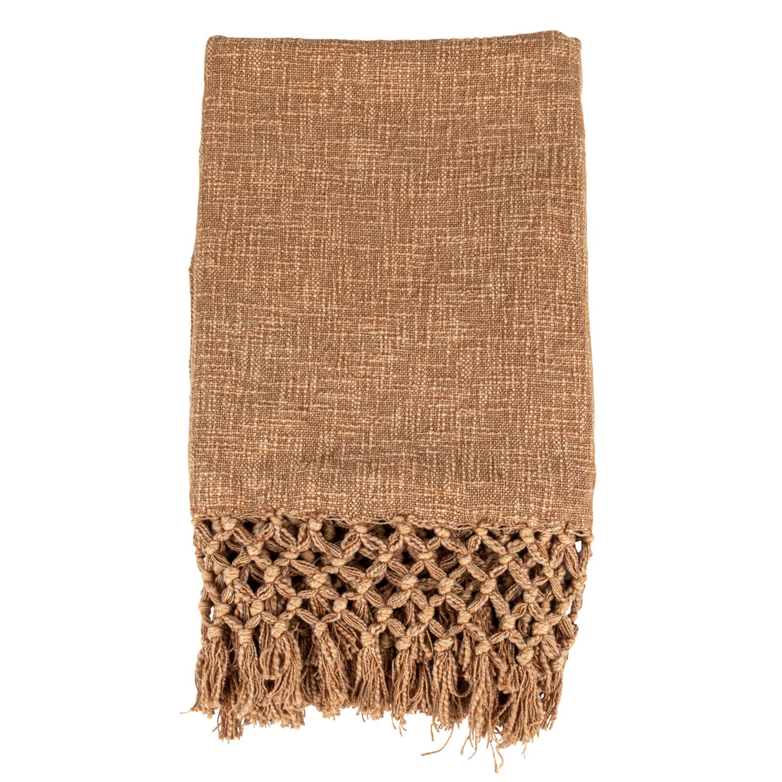 Hello Honey® 60" Bohemian Cotton Slub Throw with Crochet & Fringe