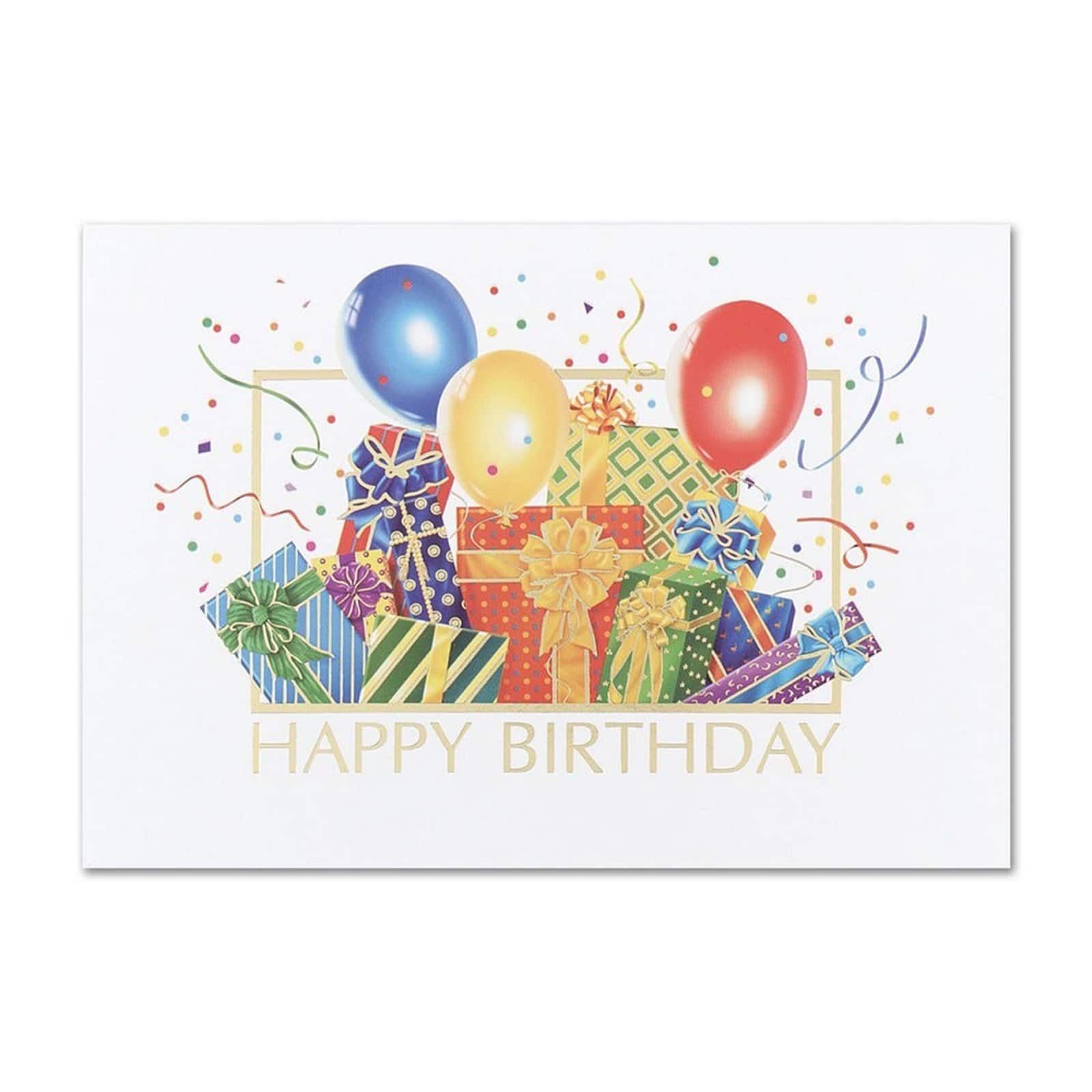 JAM Paper Birthday Balloons & Gifts Cards, 25ct.