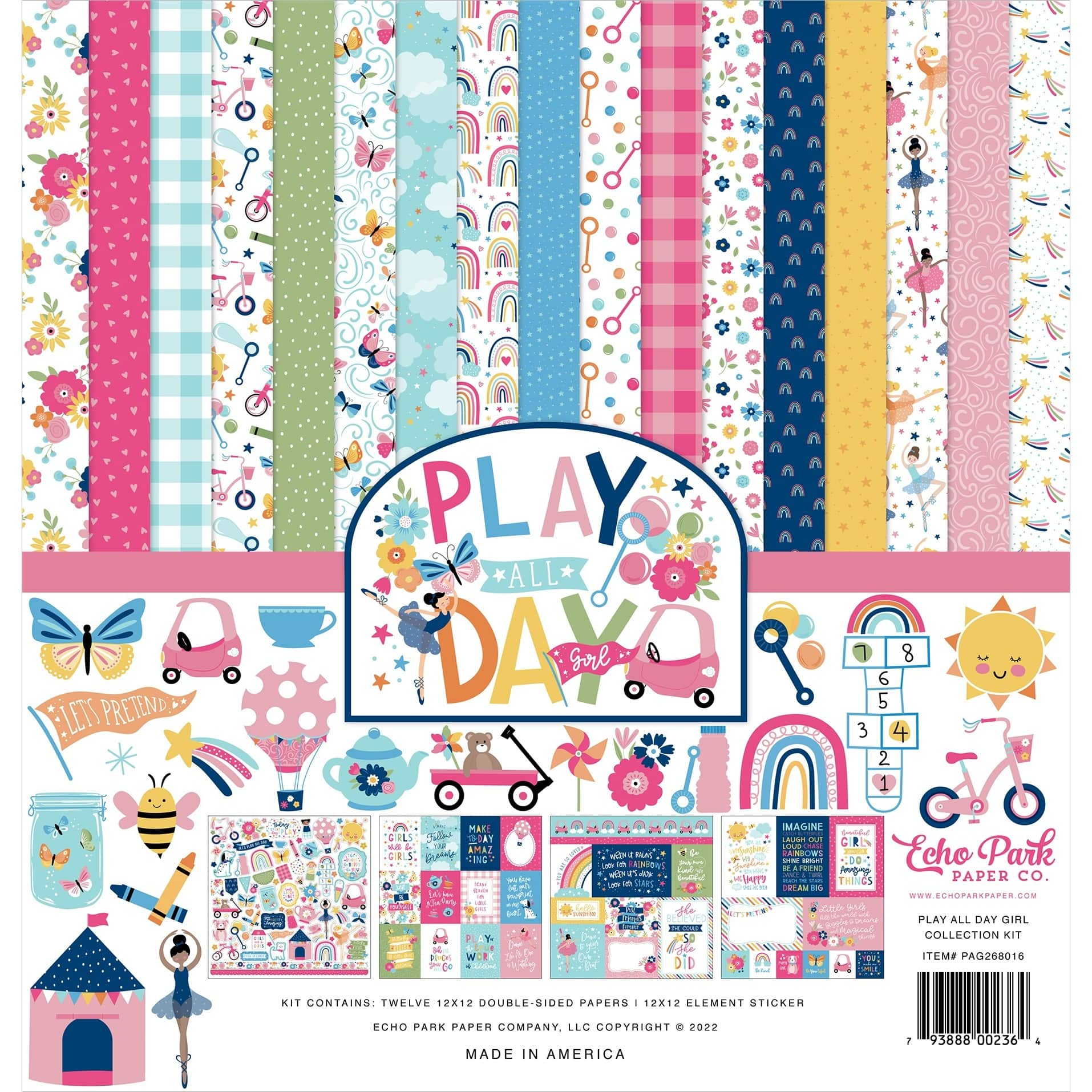 Echo Park&#x2122; Paper Co. Play All Day Girl Collection Kit, 12&#x22; x 12&#x22;