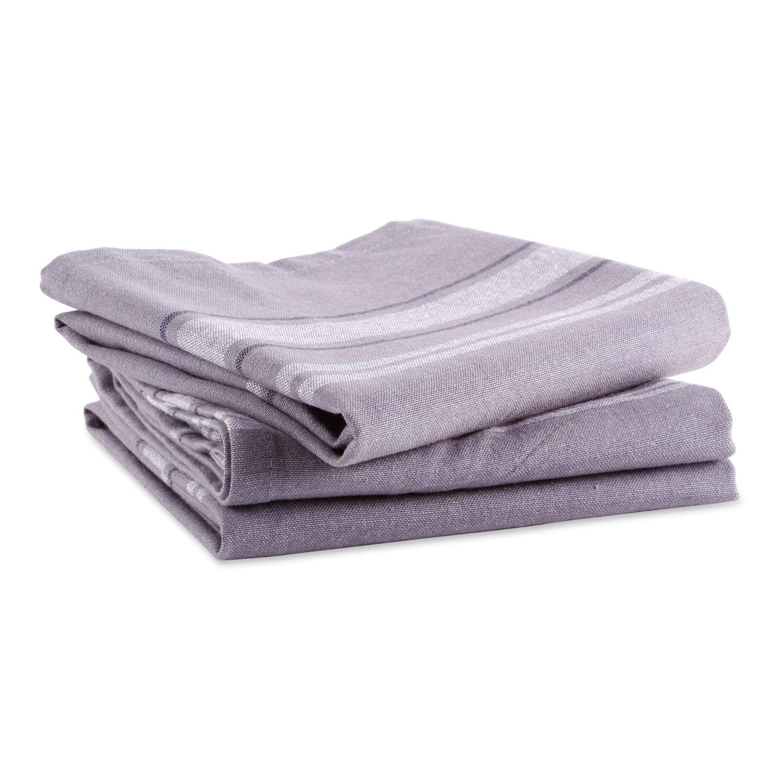 DII® Gray Chambray French Stripe Woven Dishtowel, 3ct.