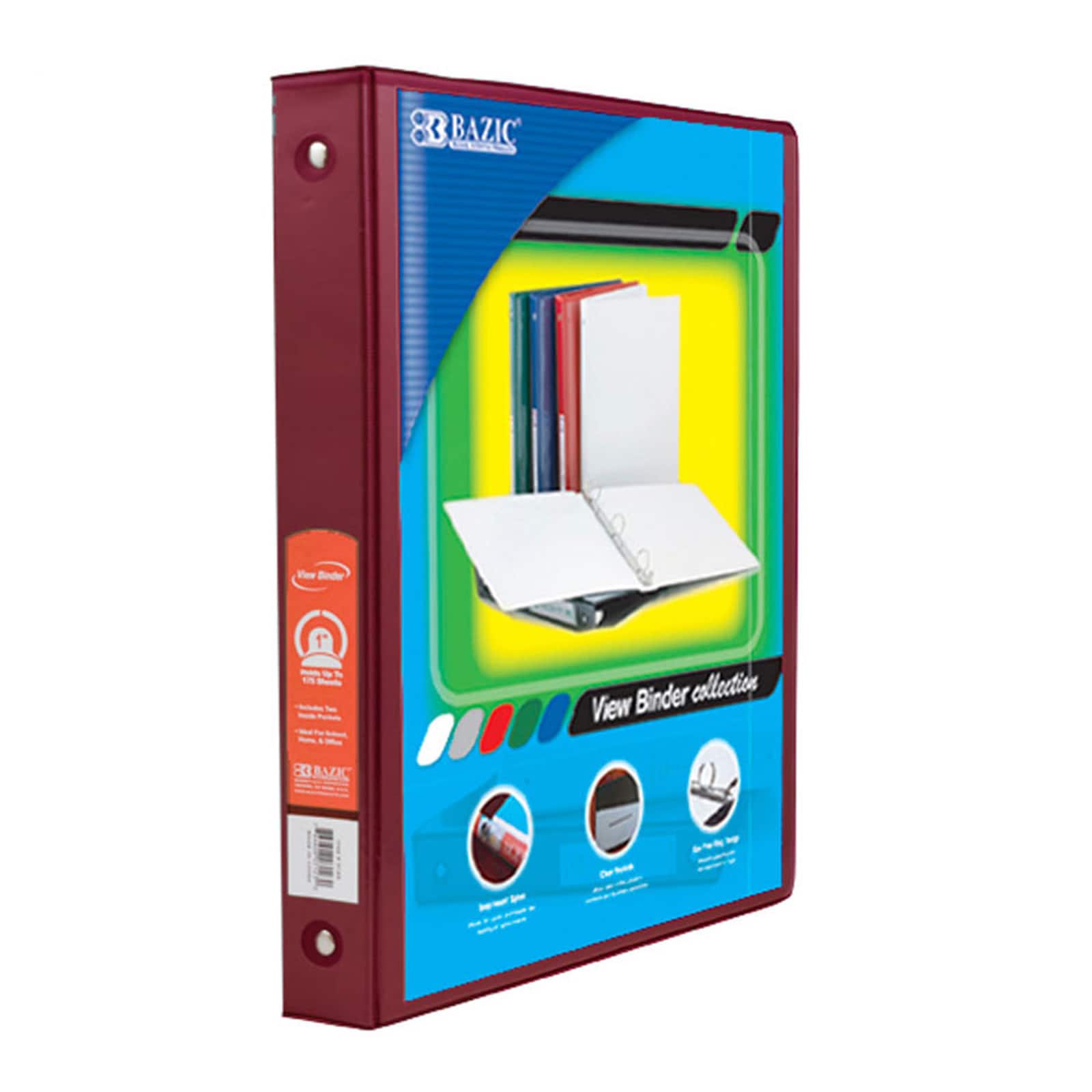 BAZIC® 3 Ring View Binder with Pockets, 6ct.