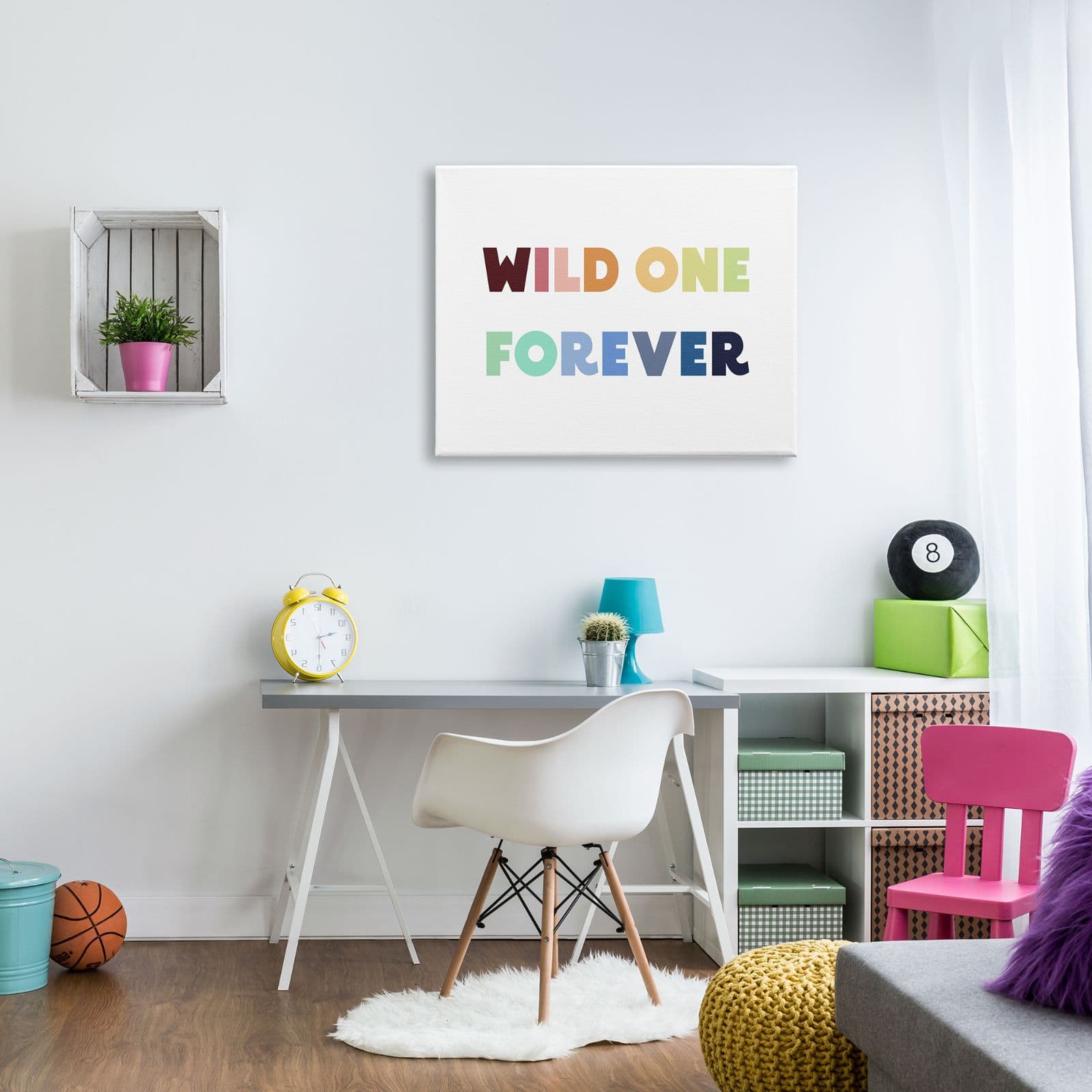 Stupell Industries Wild One Forever Phrase Rainbow Typography Kids' Adventure Canvas Wall Art