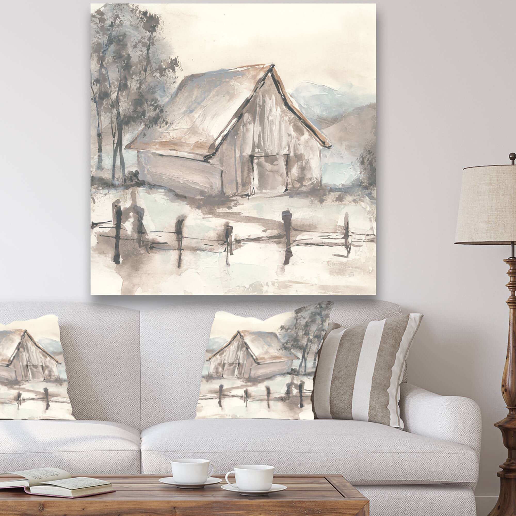 Designart - Farmhouse Barn Grey VII - Modern Farmhouse Gallery-wrapped Canvas