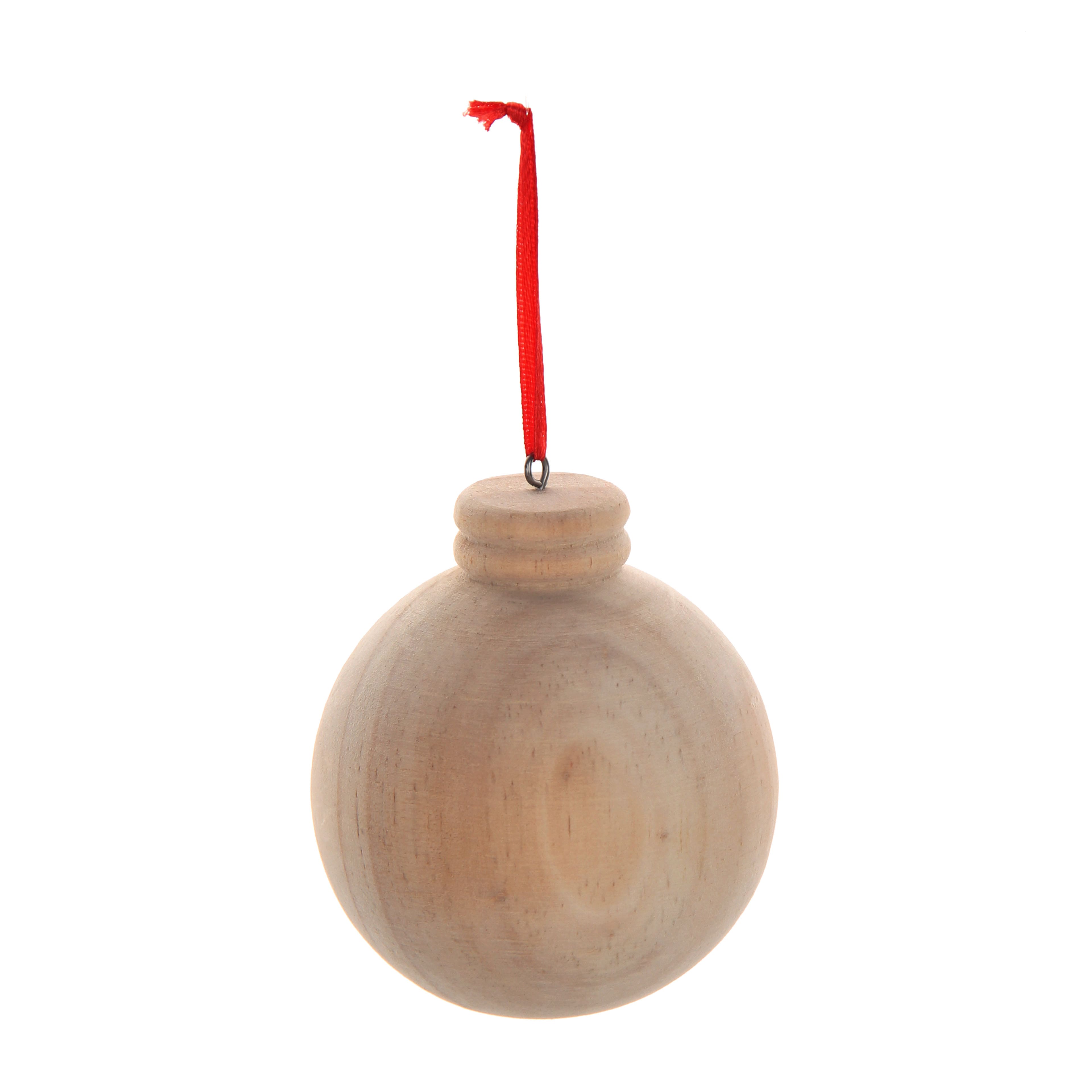 3.75&#x22; Unfinished Ball DIY Wood Ornament by Make Market&#xAE;
