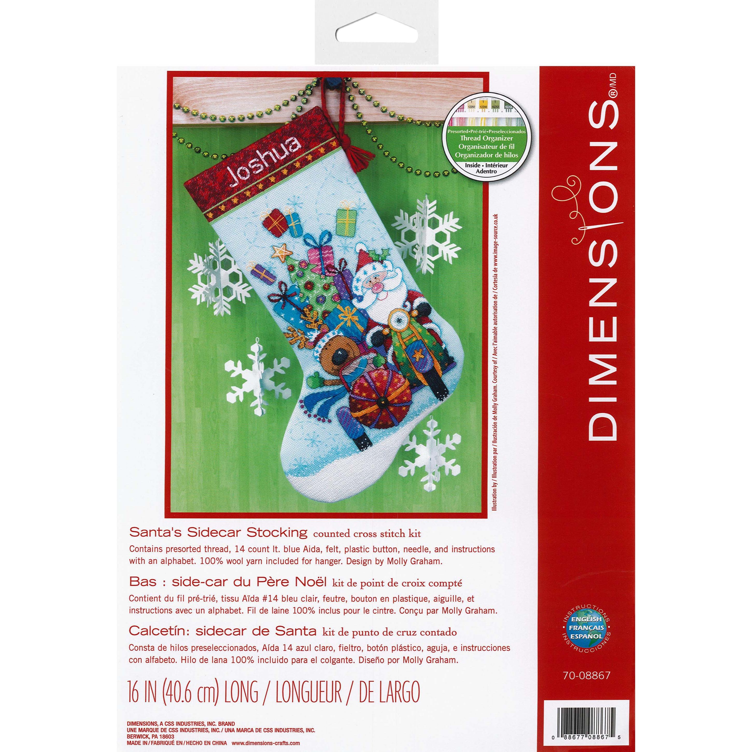 Dimensions Santas Sidecar Stocking Cross Stitch Kit