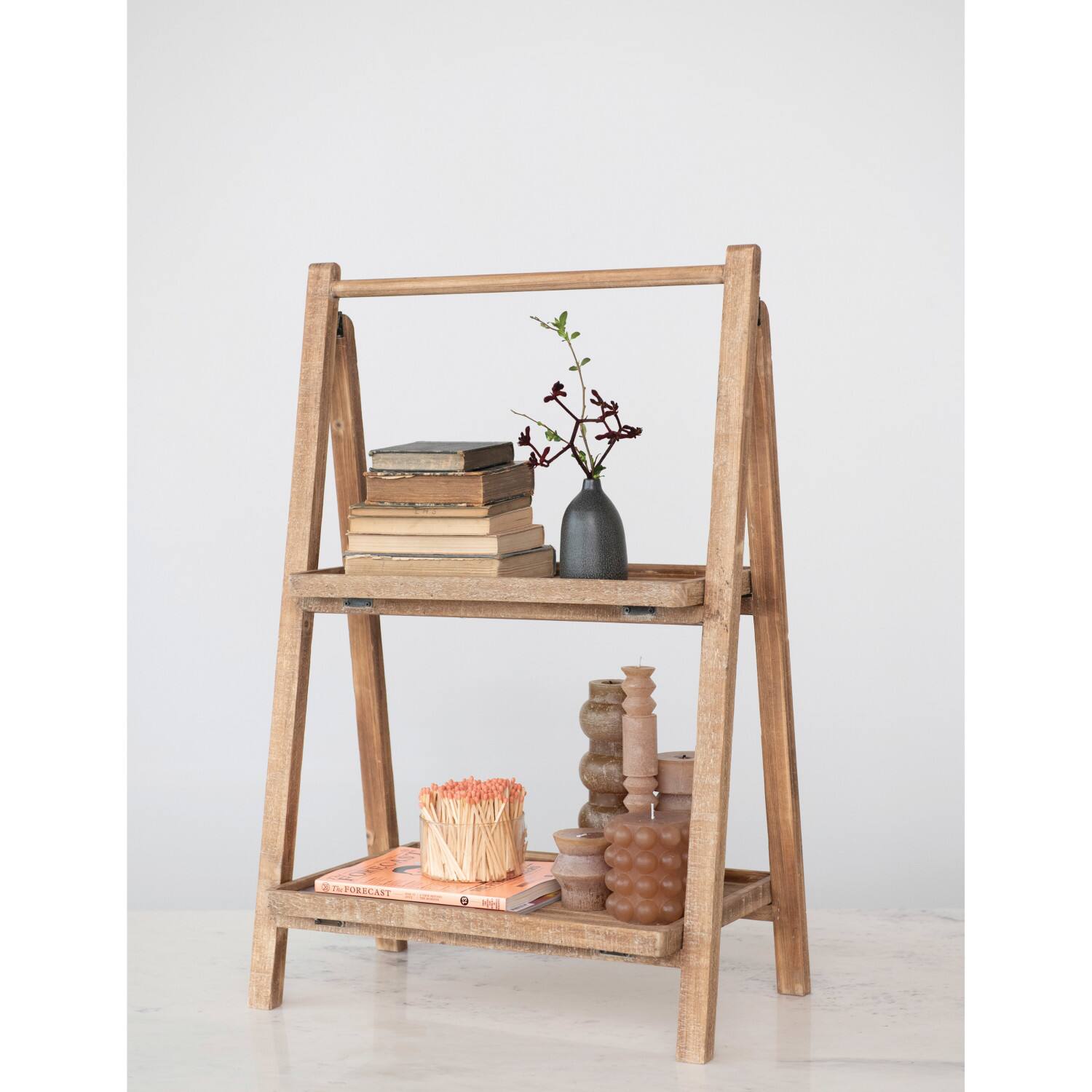 Hello Honey&#xAE; 3ft. 2-Tier Natural Wood Folding Storage Stand