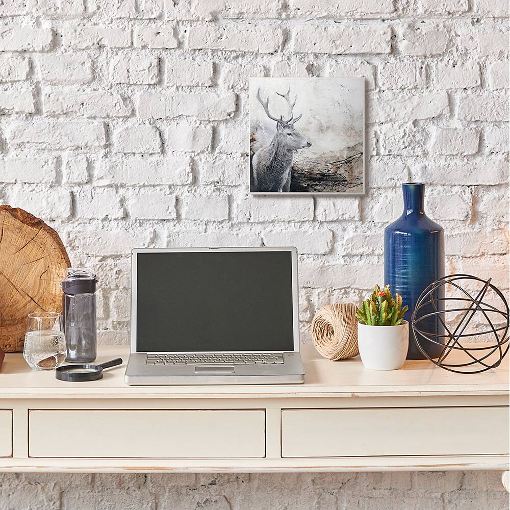 Stupell Industries Elk Antler Portrait Rustic Abstract Landscape Wood Wall Plaque