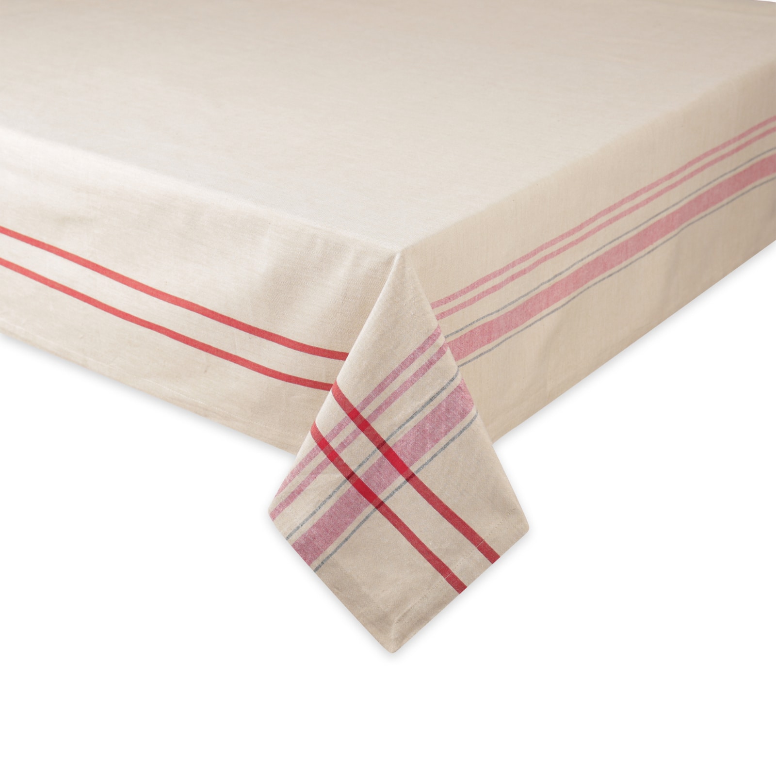 Red French Stripe Tablecloth 60&#x22; x 84&#x22;