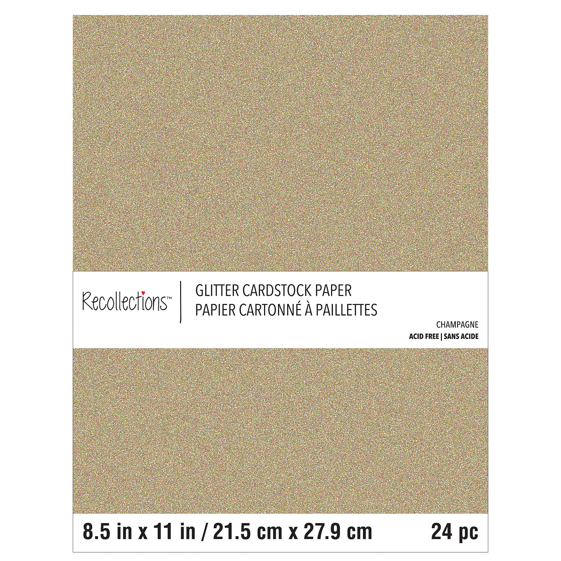Champagne Glitter 8.5&#x22; x 11&#x22; Cardstock Paper by Recollections&#x2122;, 24 Sheets