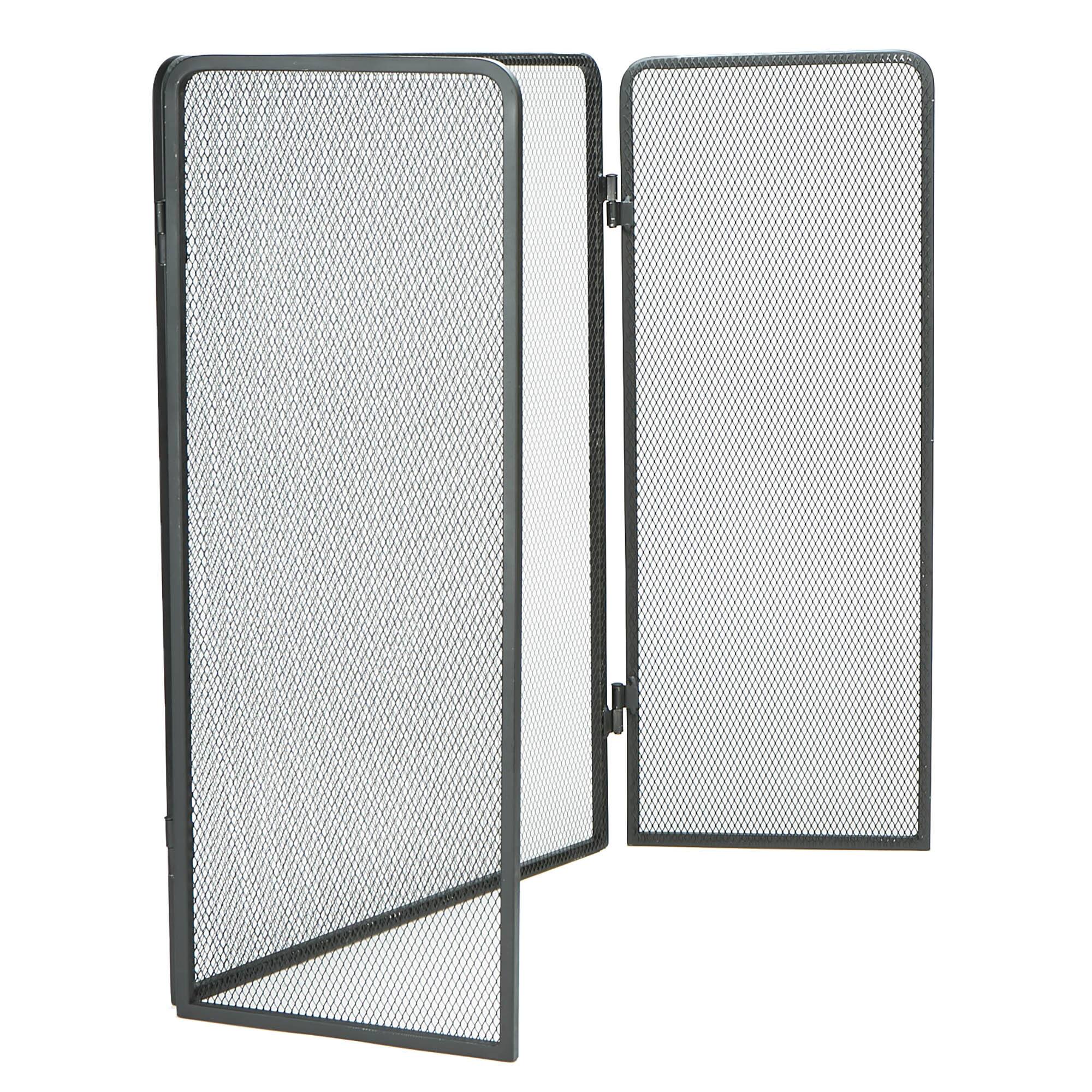 Mind Reader Fireplace 3-Panel Folding Metal Mesh Protector Screen
