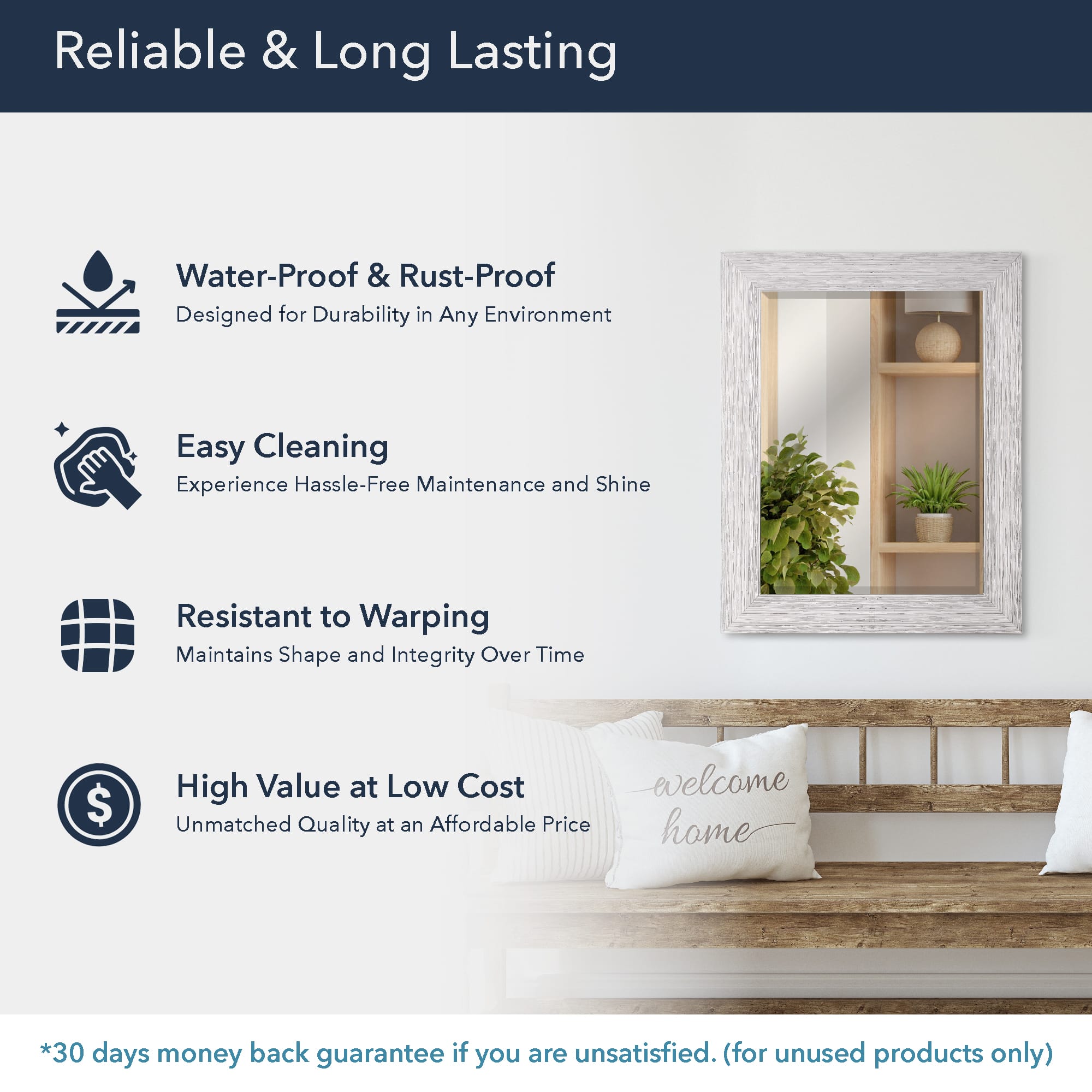 Head West 29" Chrome Textured Frame Accent Wall Mirror