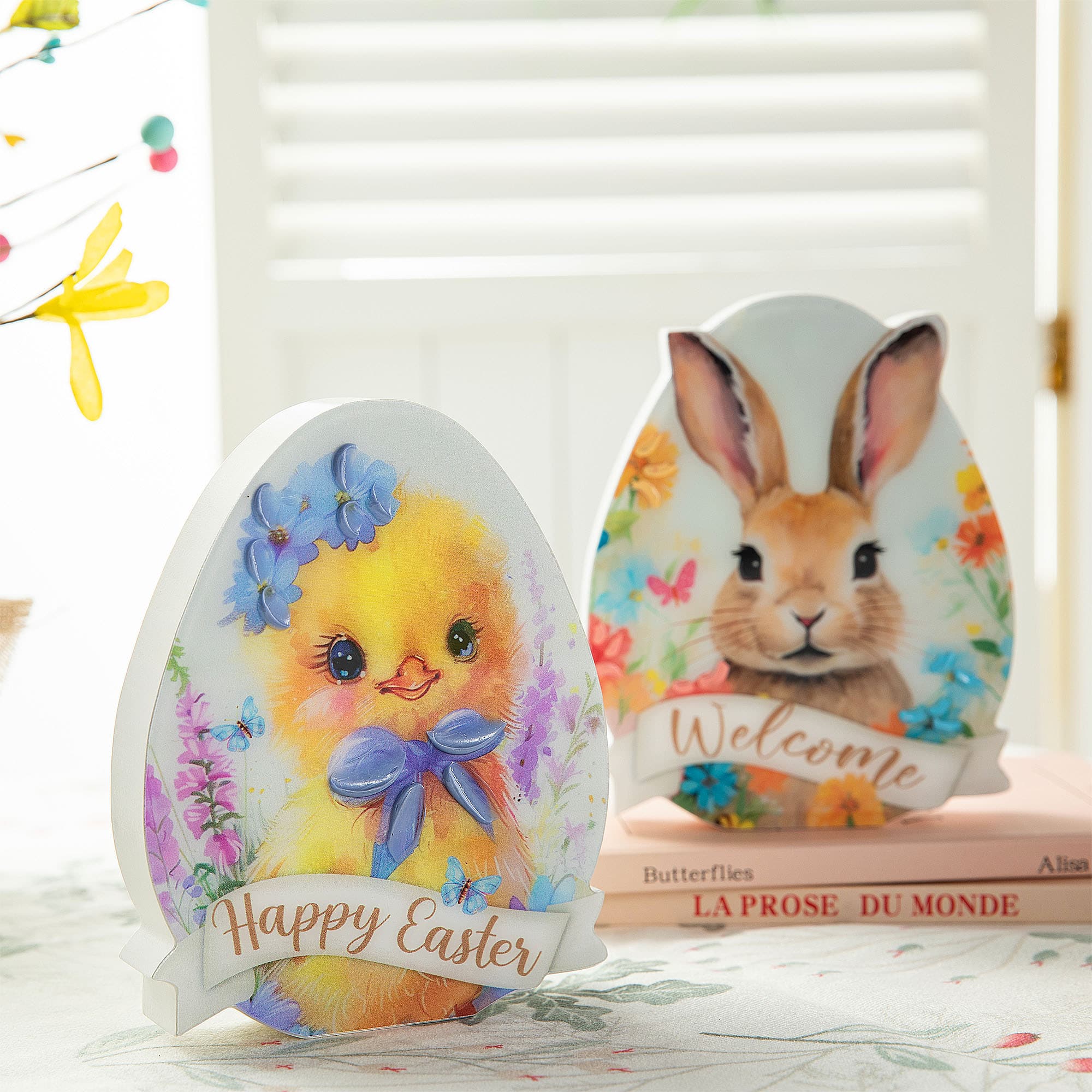 Glitzhome® 6" Easter Egg Chick Table Décor Set