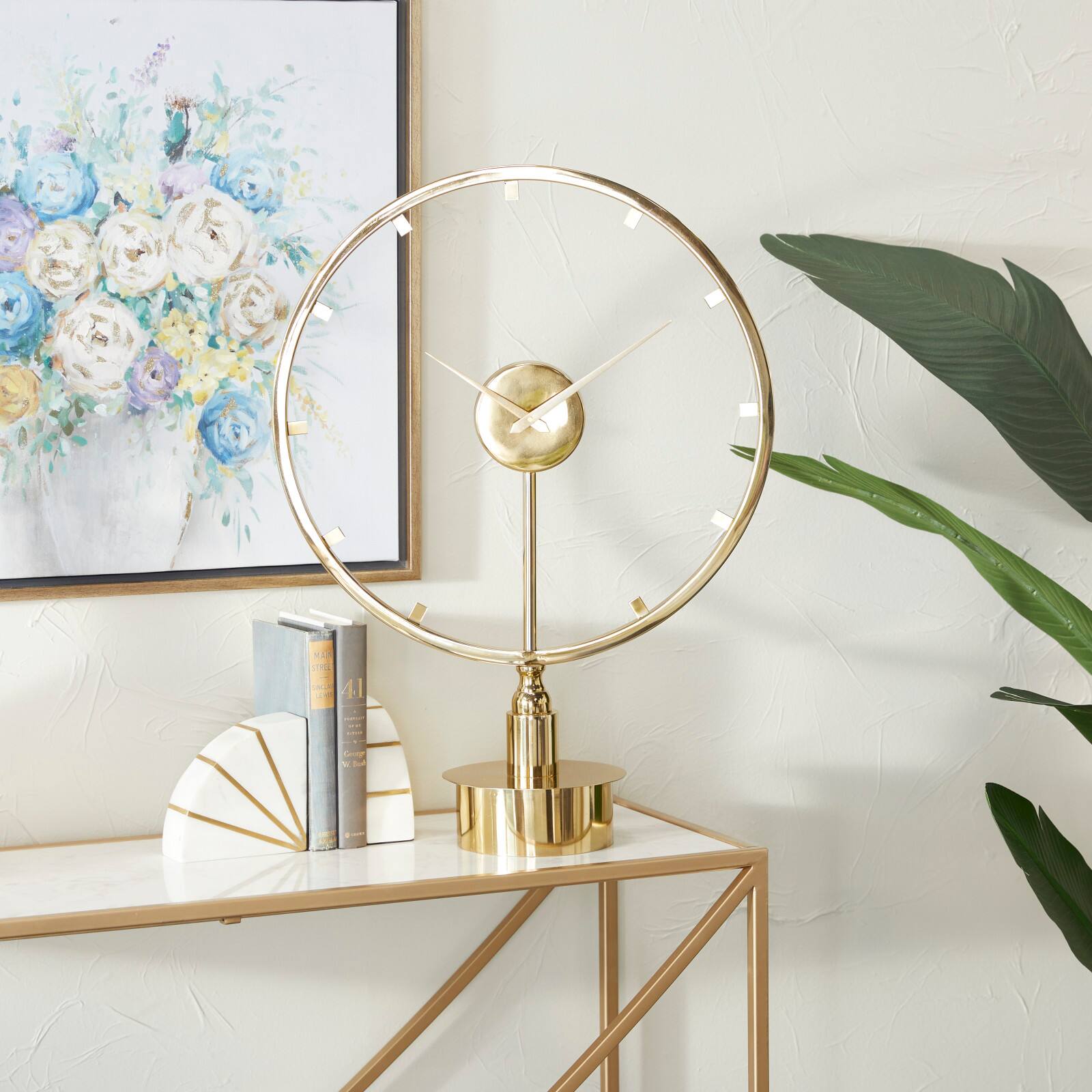 Gold Modern Abstract Clock, 19&#x22; x 7&#x22; x 25&#x22;