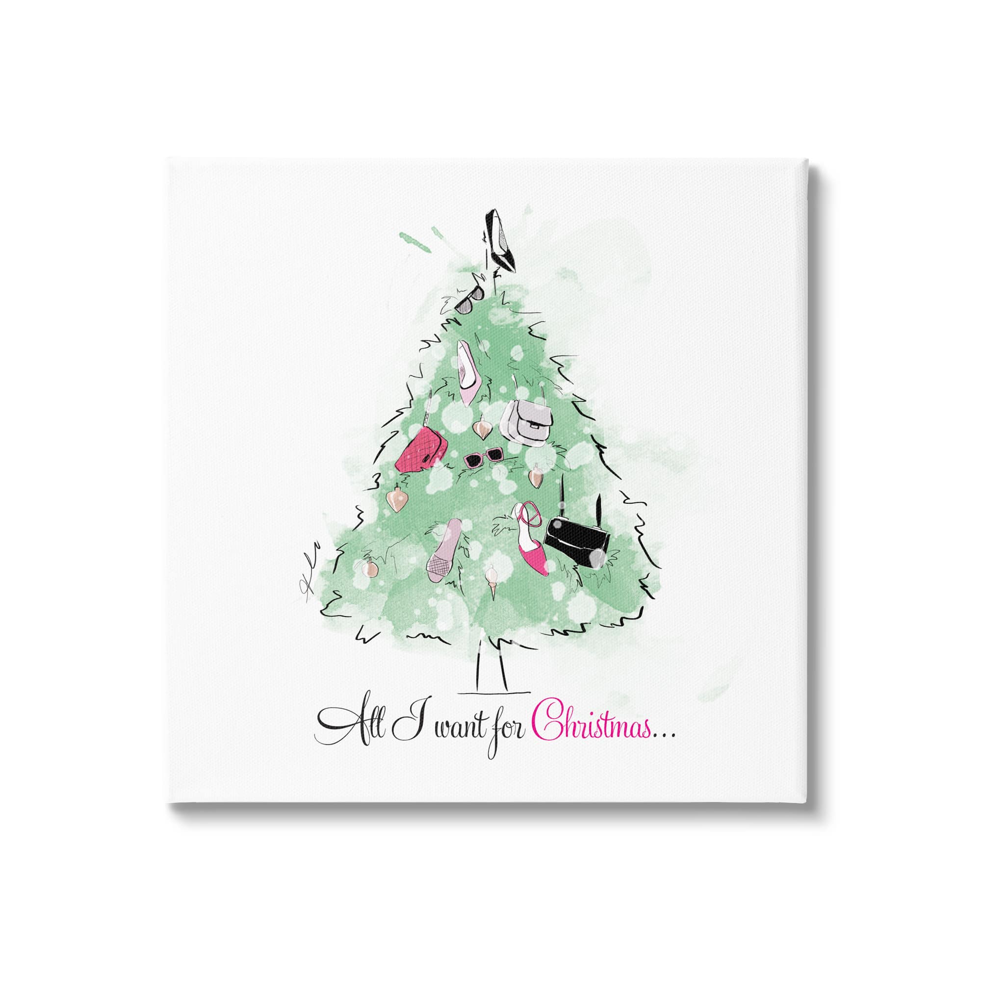 Stupell Industries All I want For Christmas Fashion Canvas Wall Art