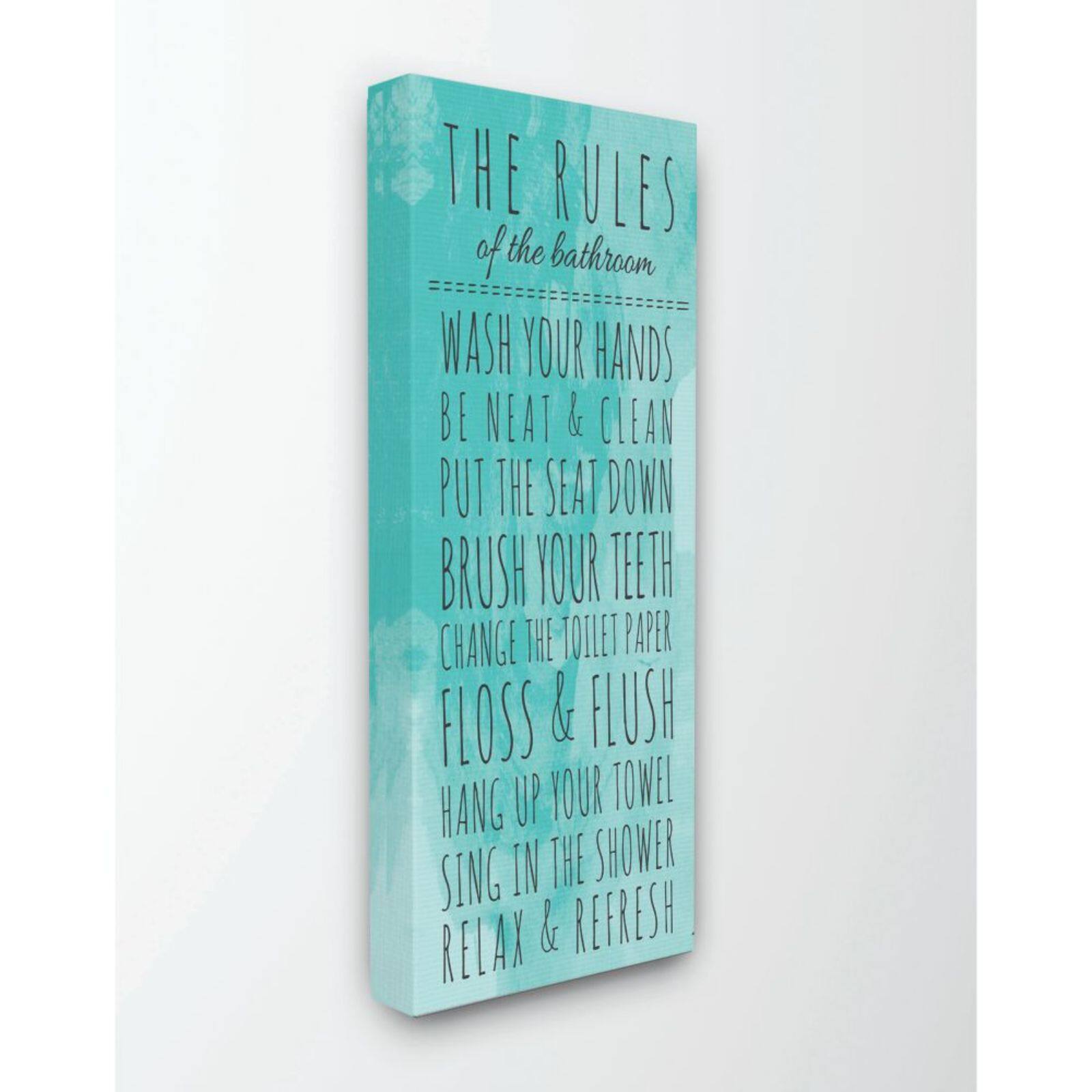 Stupell Industries Turquoise The Rules Bathroom Wall Accent