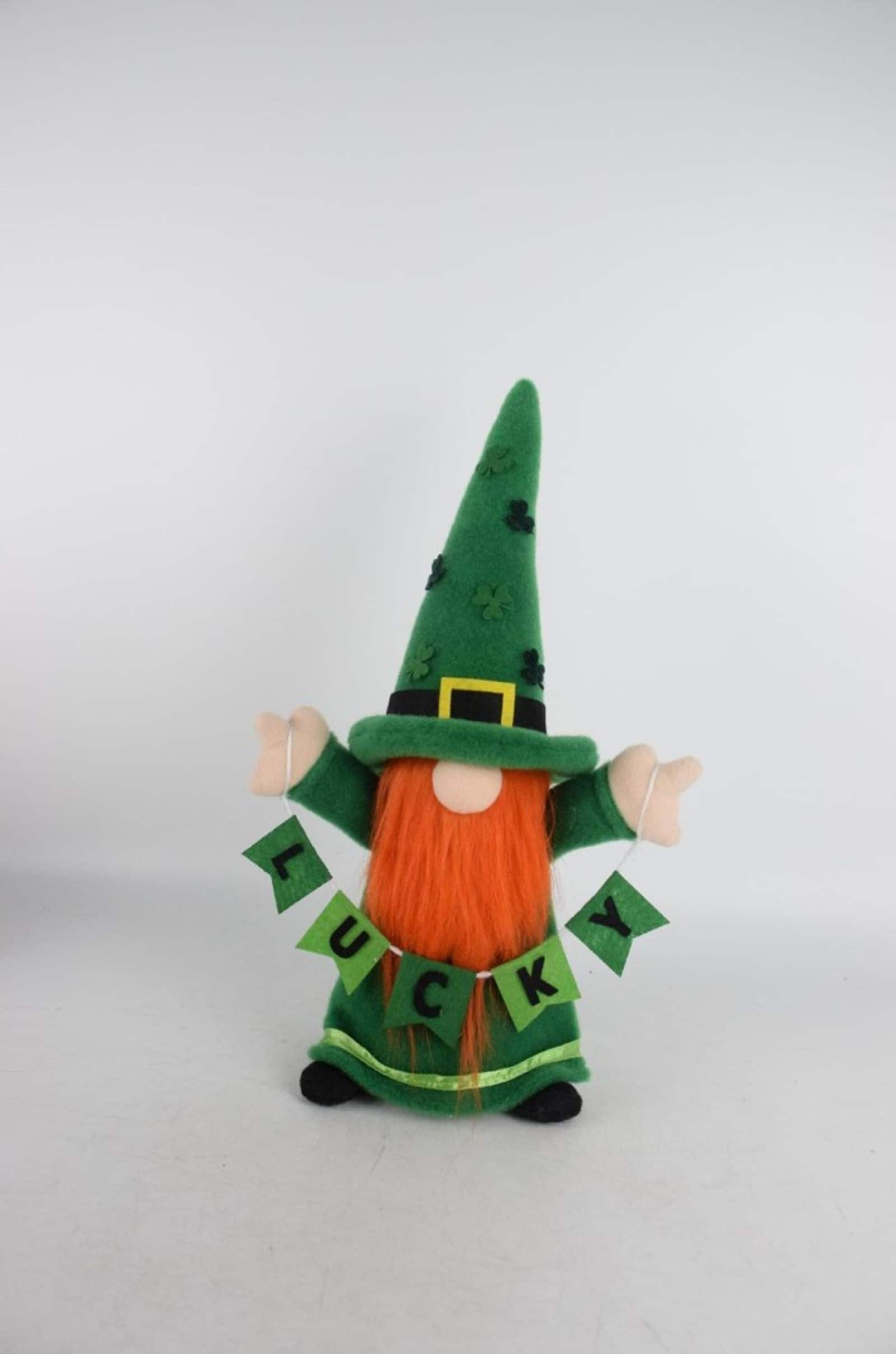 16&#x22; Green Shamrock Lucky Gnome Figurine