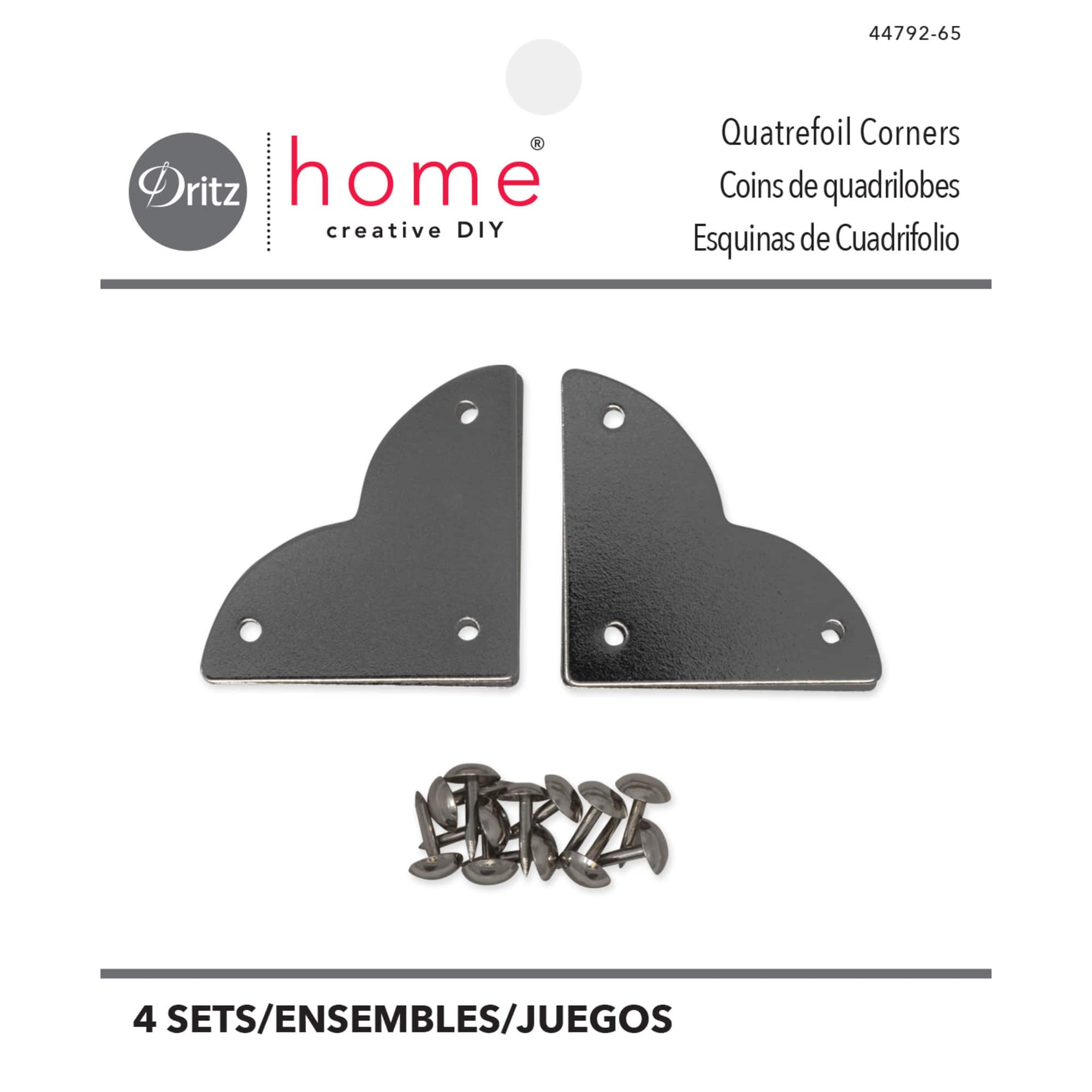 Dritz® Home Small Nickel Smooth Quatrefoil Corners, 3 Pack