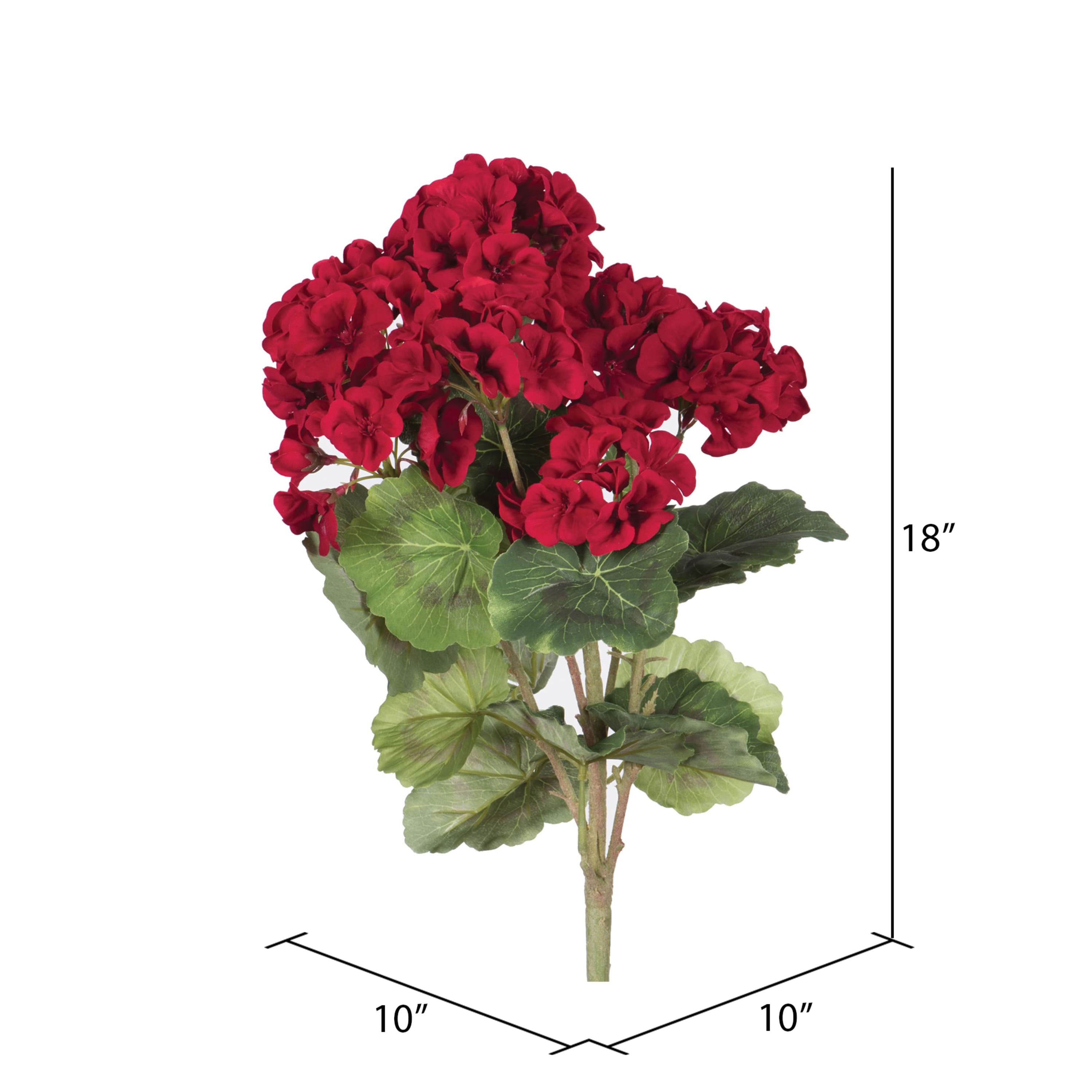 18&#x22; Artificial Red Geranium Bush, 4ct.