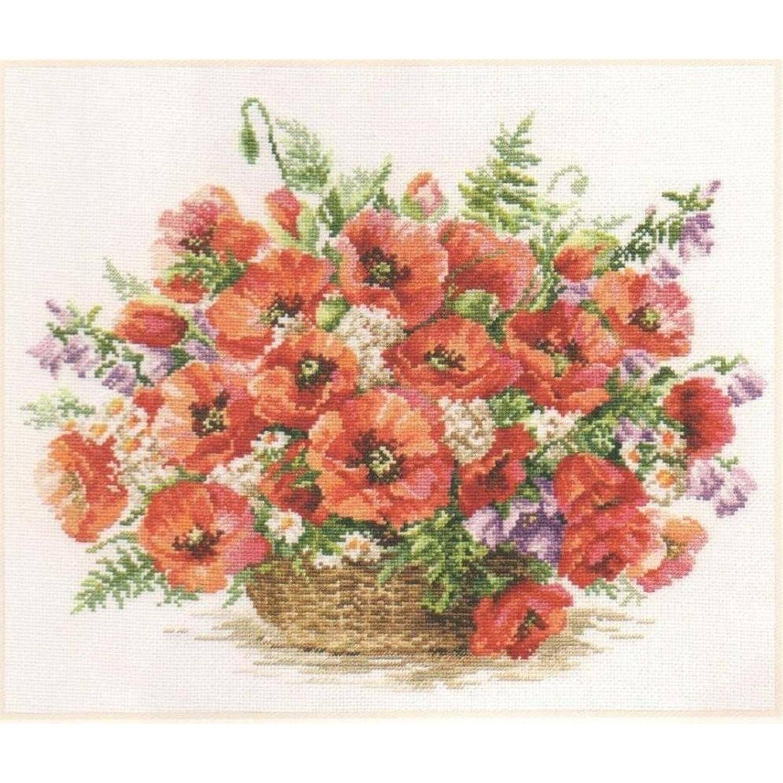 Alisa Basket Of Poppies Cross Stitch Kit