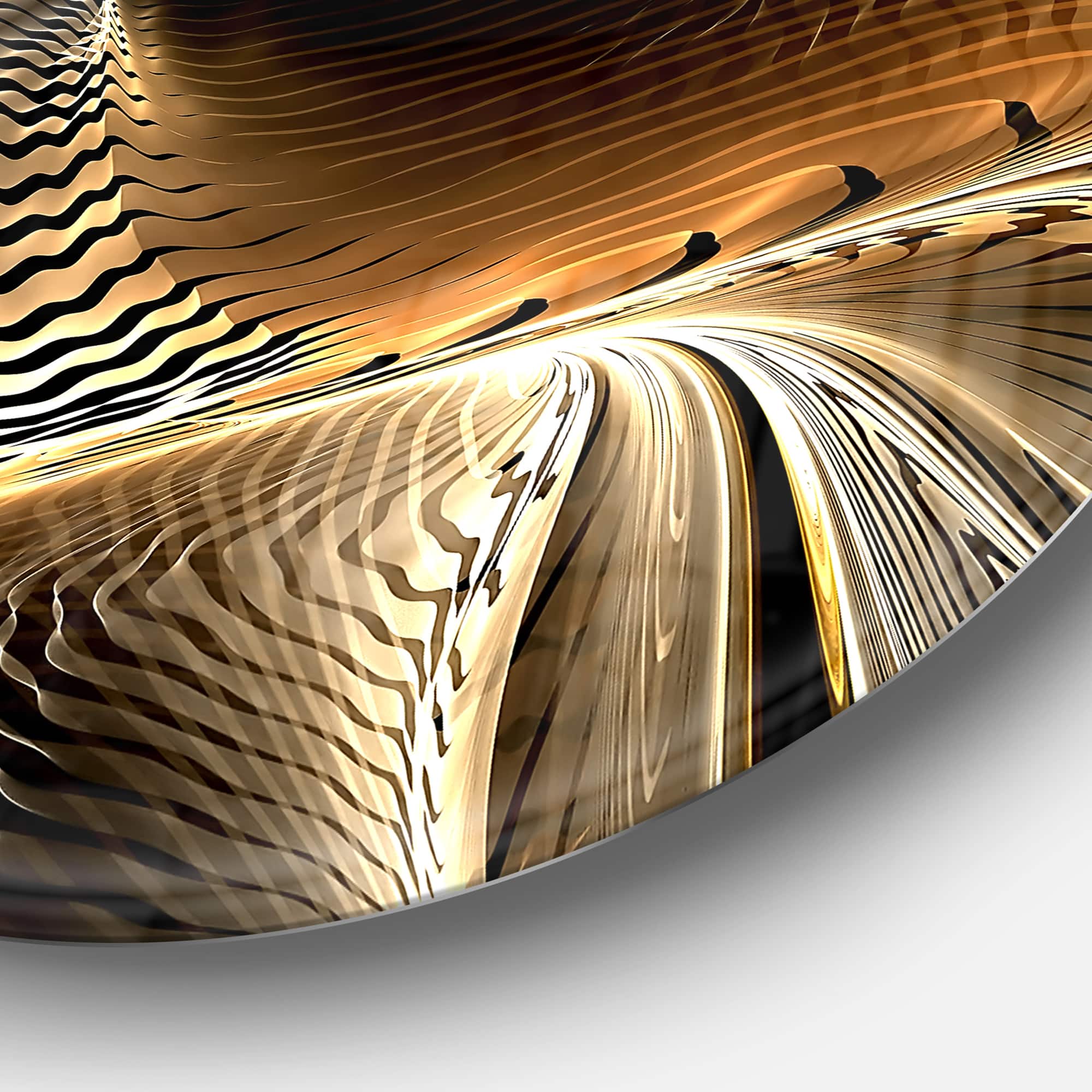 Designart - Brown Black Abstract Fractal Design' Large Abstract Metal Circle Wall Art