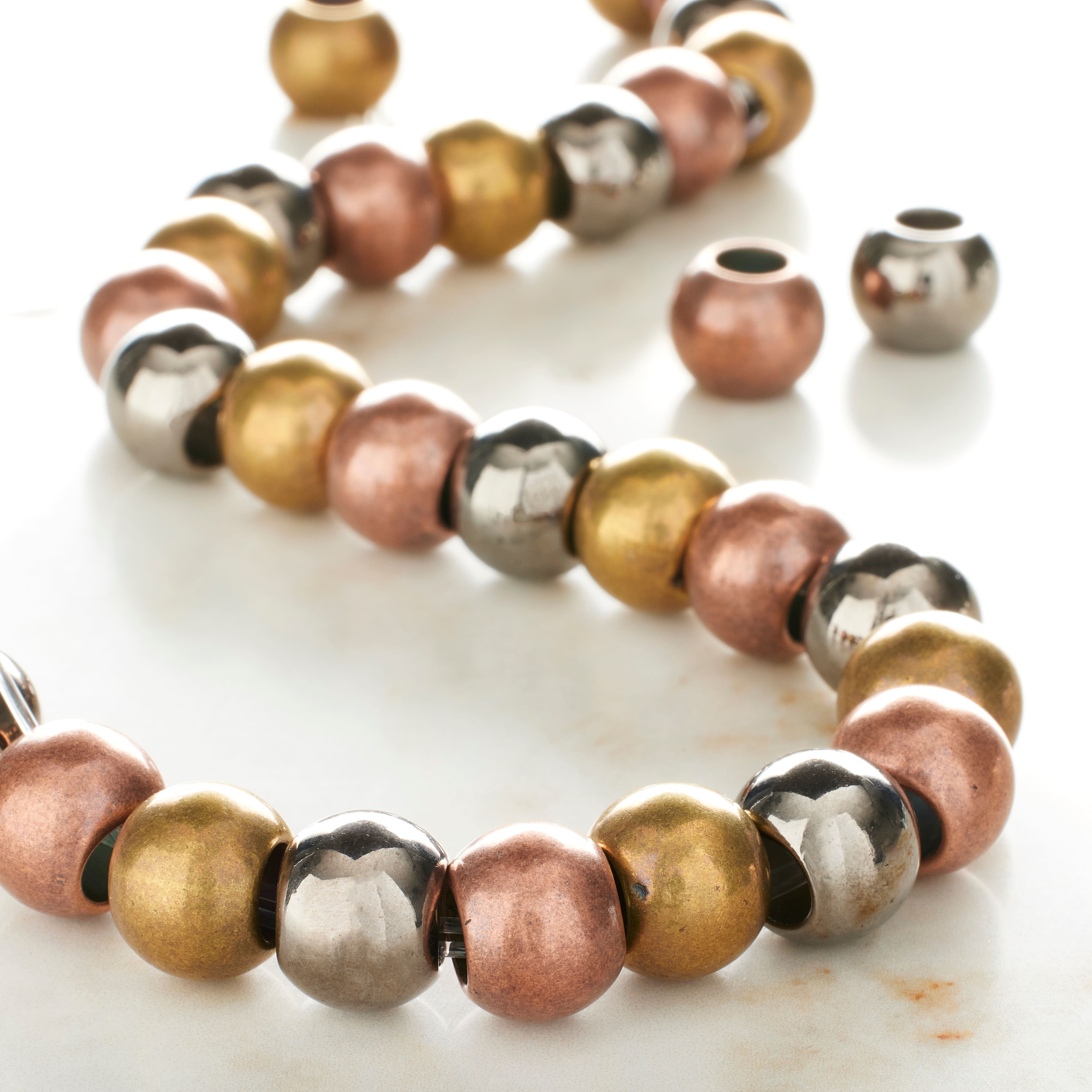 Metallic Large Hole Acrylic Round Beads, 11mm by Bead Landing™