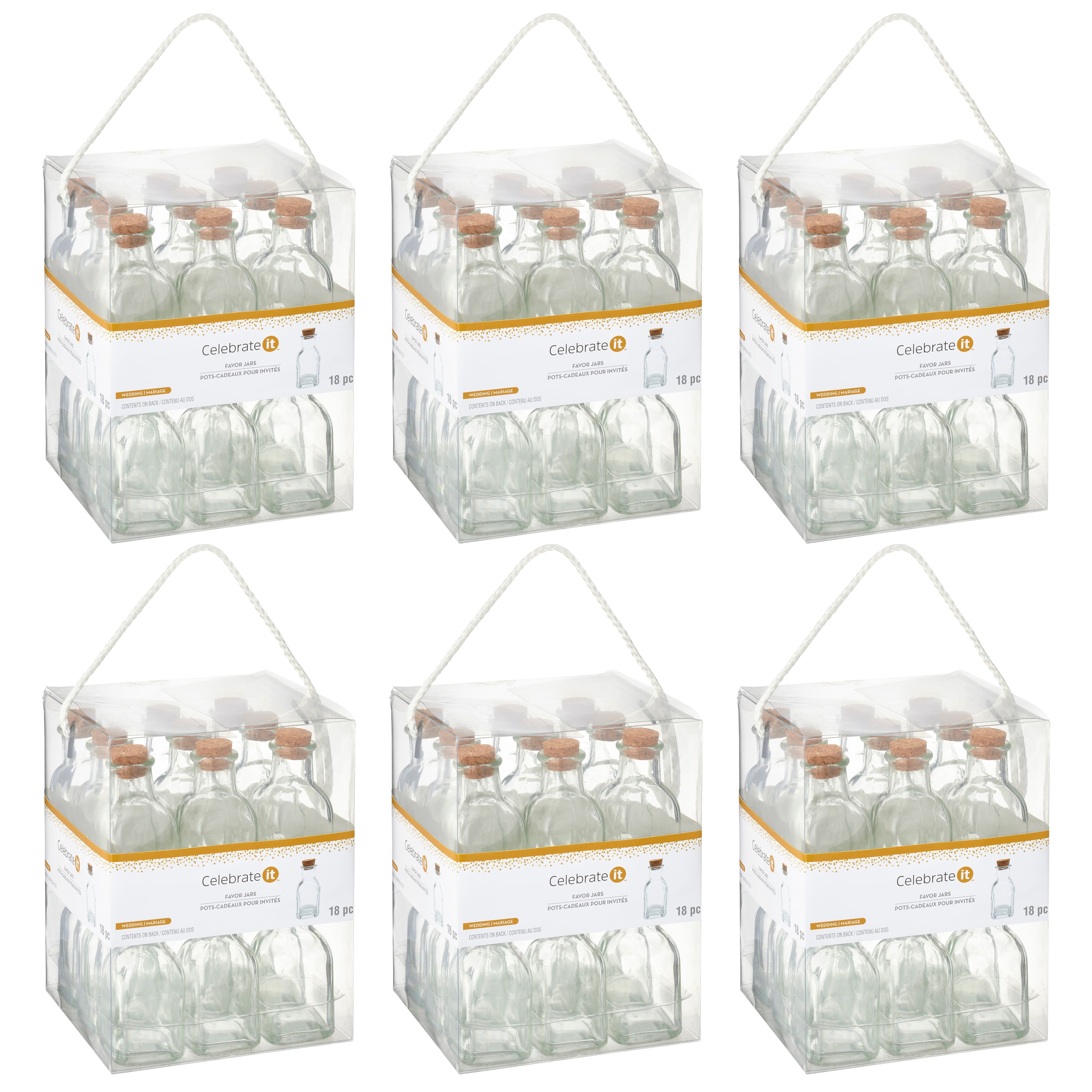 6 Packs: 18 ct. (108 total) Favor Jars with Cork Stoppers by Celebrate It®