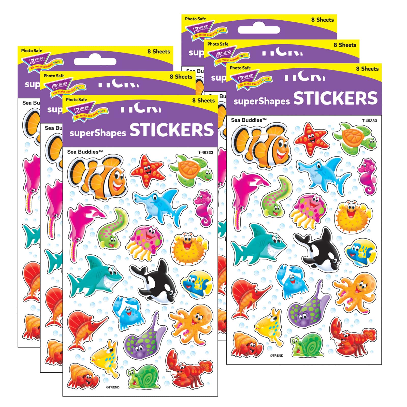 Trend Enterprises® Sea Buddies™ superShapes Large Stickers, 6 Packs of 160ct.