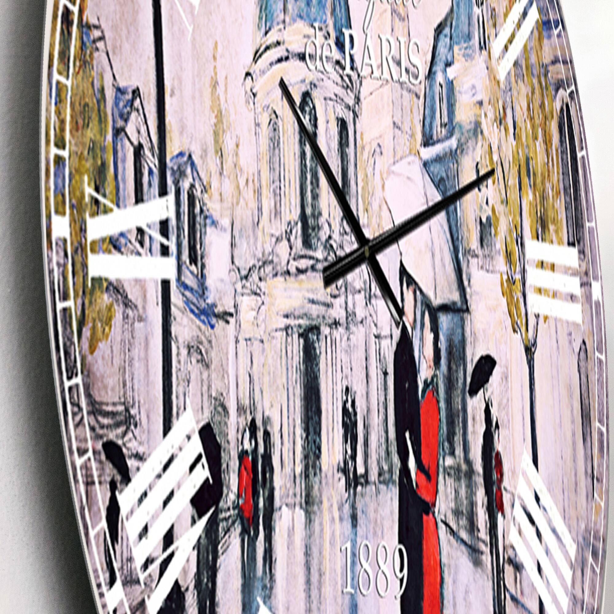 Designart 'Love In Paris I French Country Wall Clock