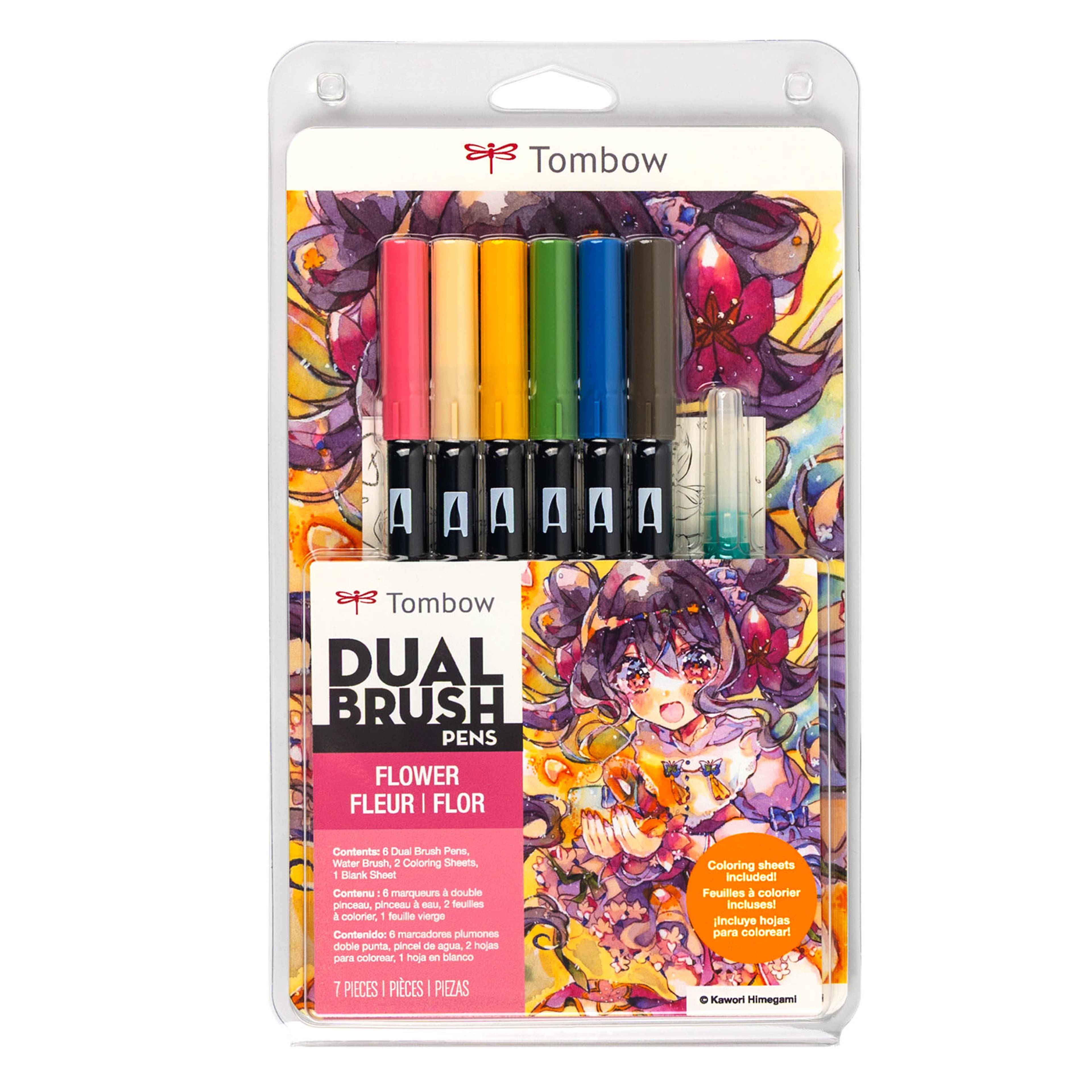Tombow Flowers Manga Illustration Dual Brush Pen Art Set