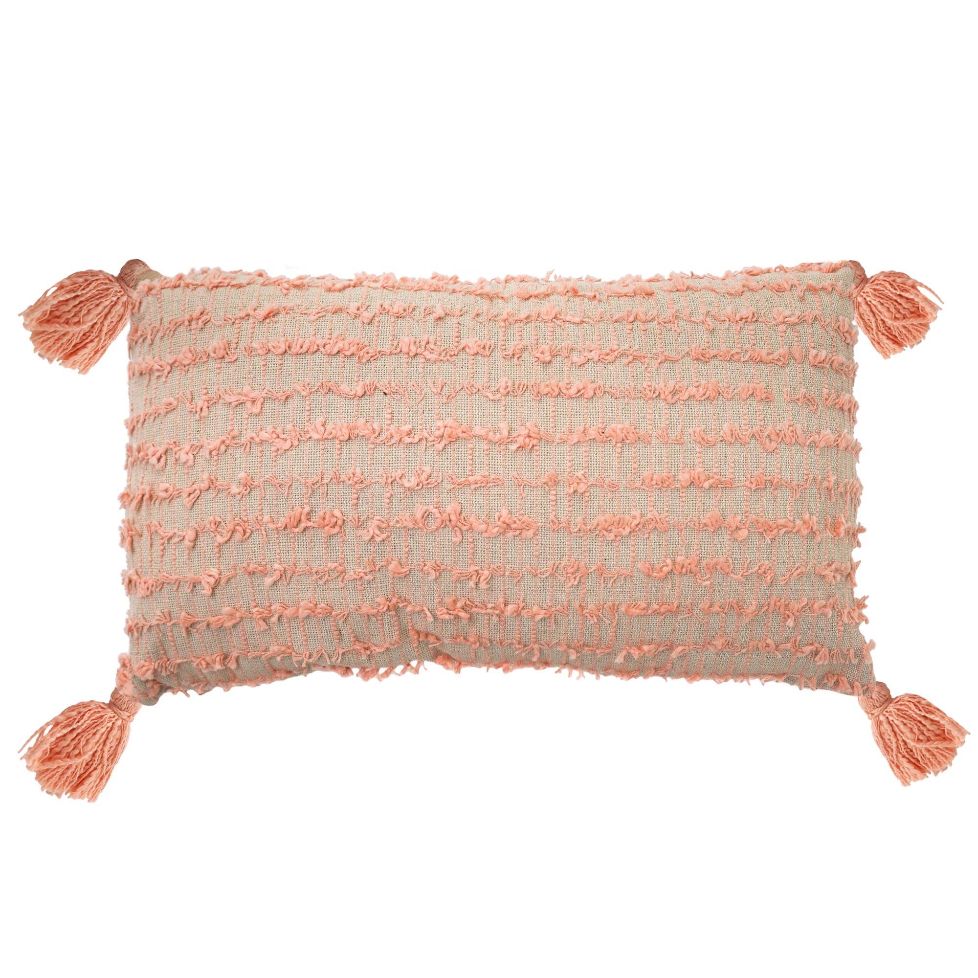American Art Décor™ Handwoven Pink & Natural Boho Decorative Throw Pillow