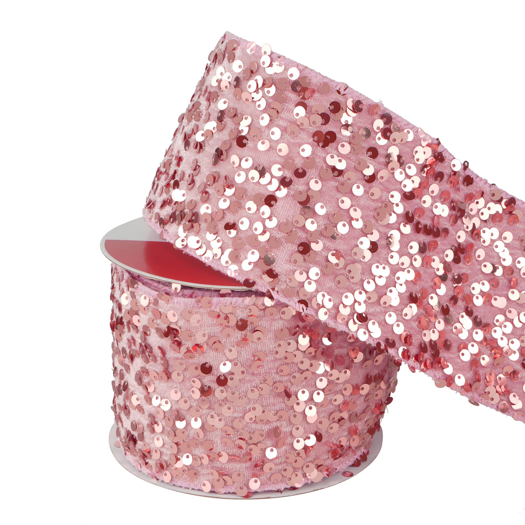 3.5&#x22; x 21ft. Blush Wired Sequin Ribbon by Celebrate It&#xAE;