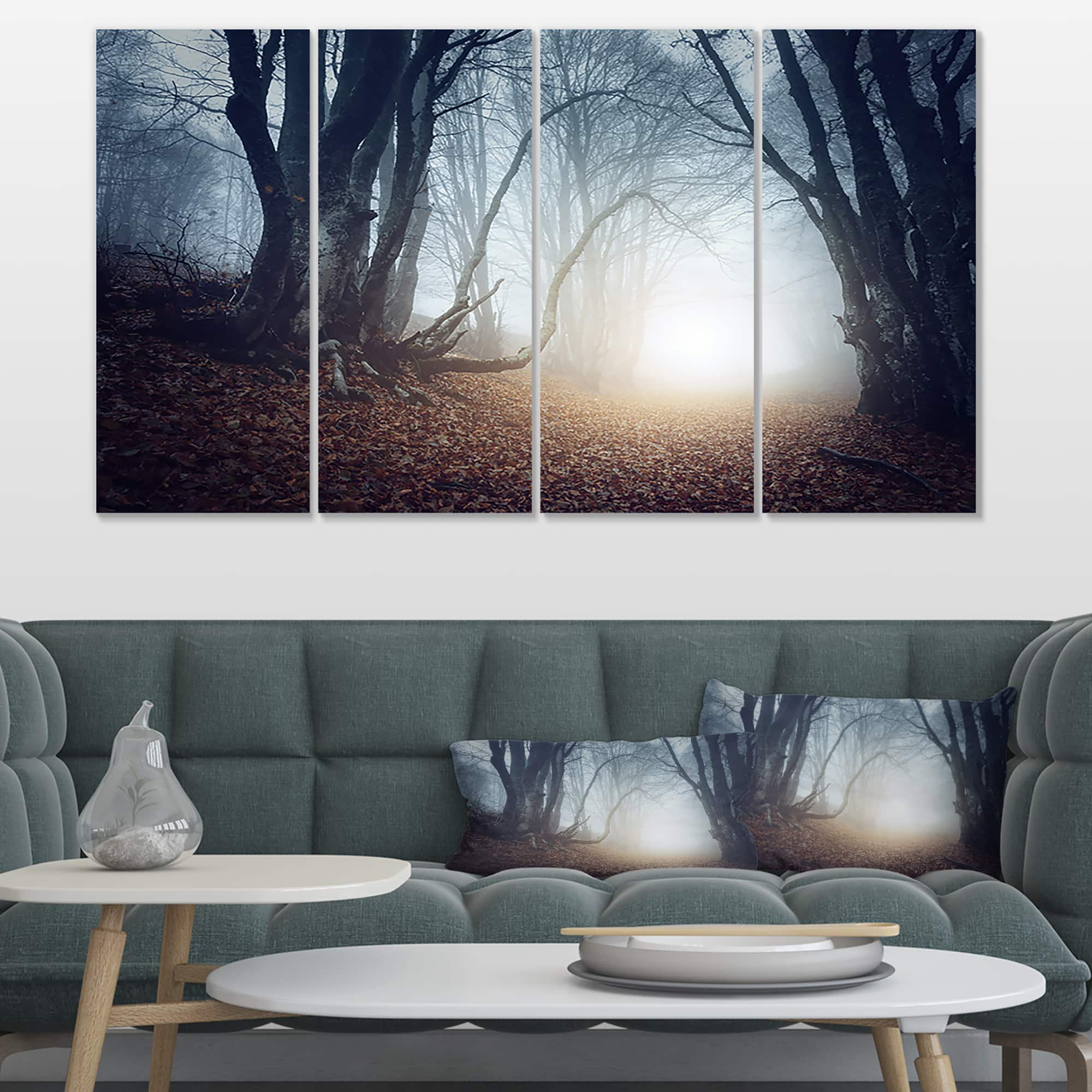 Designart - Magical Trees in Mysterious Forest - Modern Forest Canvas Wall Art