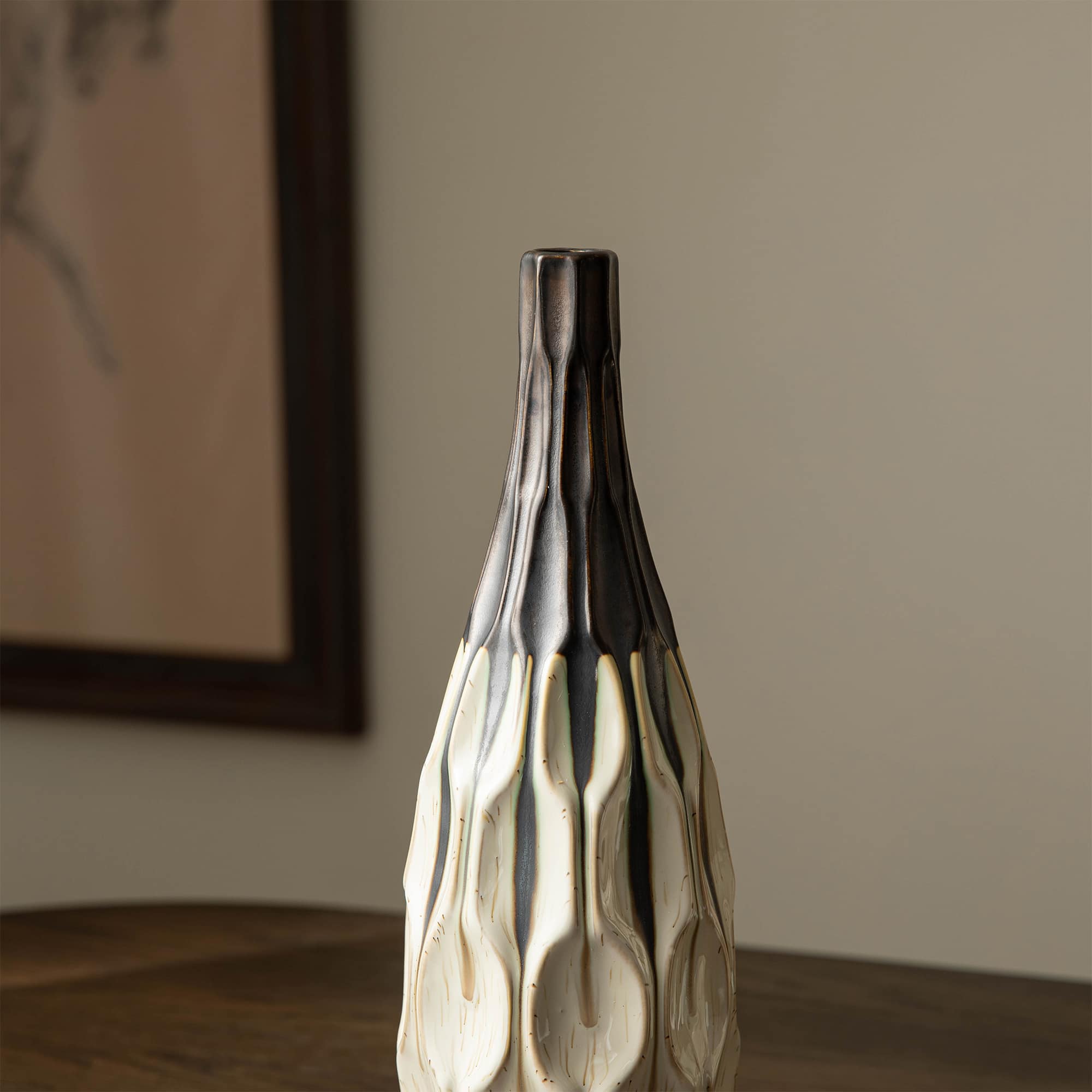 Glitzhome® Geometric Two-Tone Faceted Ceramic Modern Vase Set