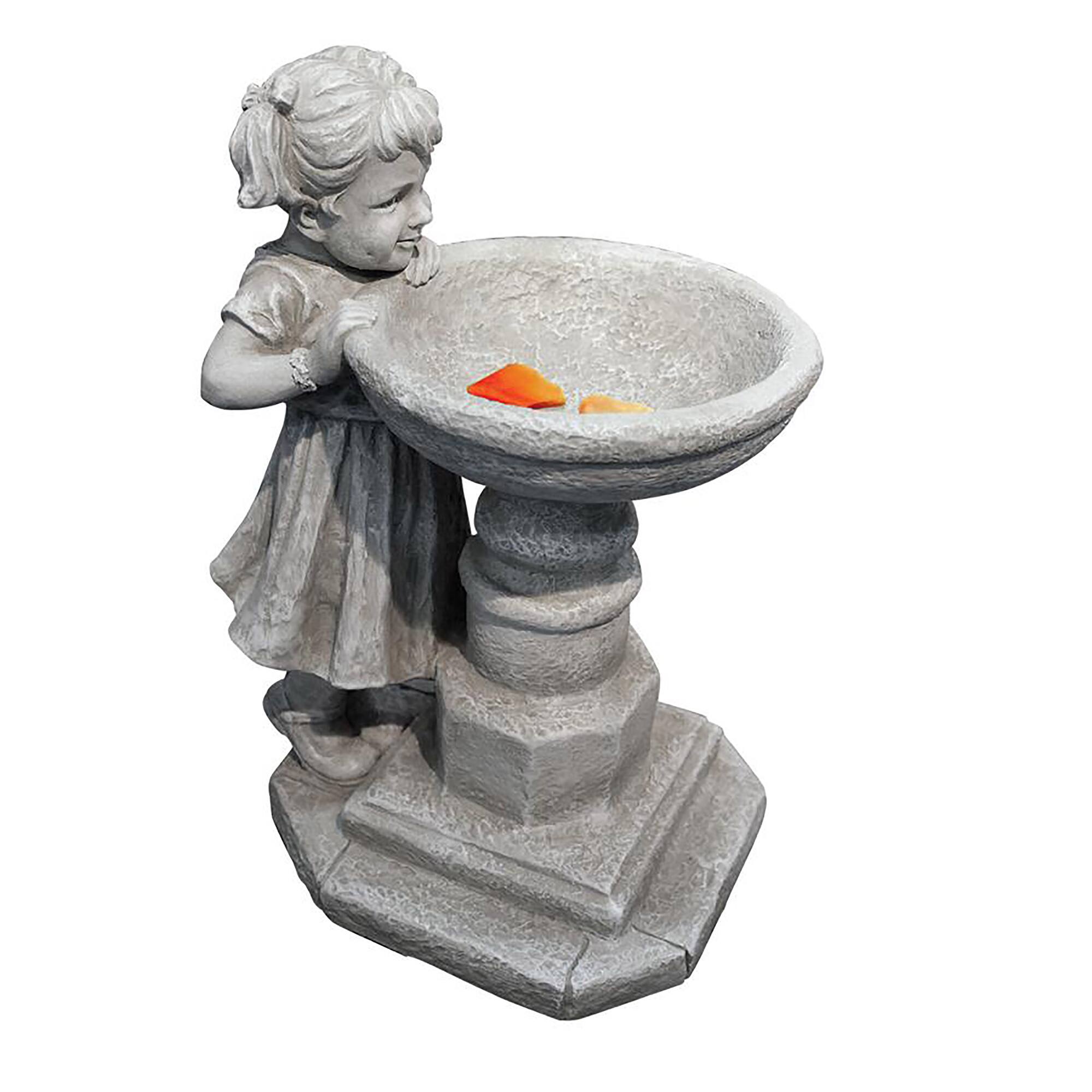 Design Toscano 17" Georgina's Garden Gaze Child at Birdbath Statue