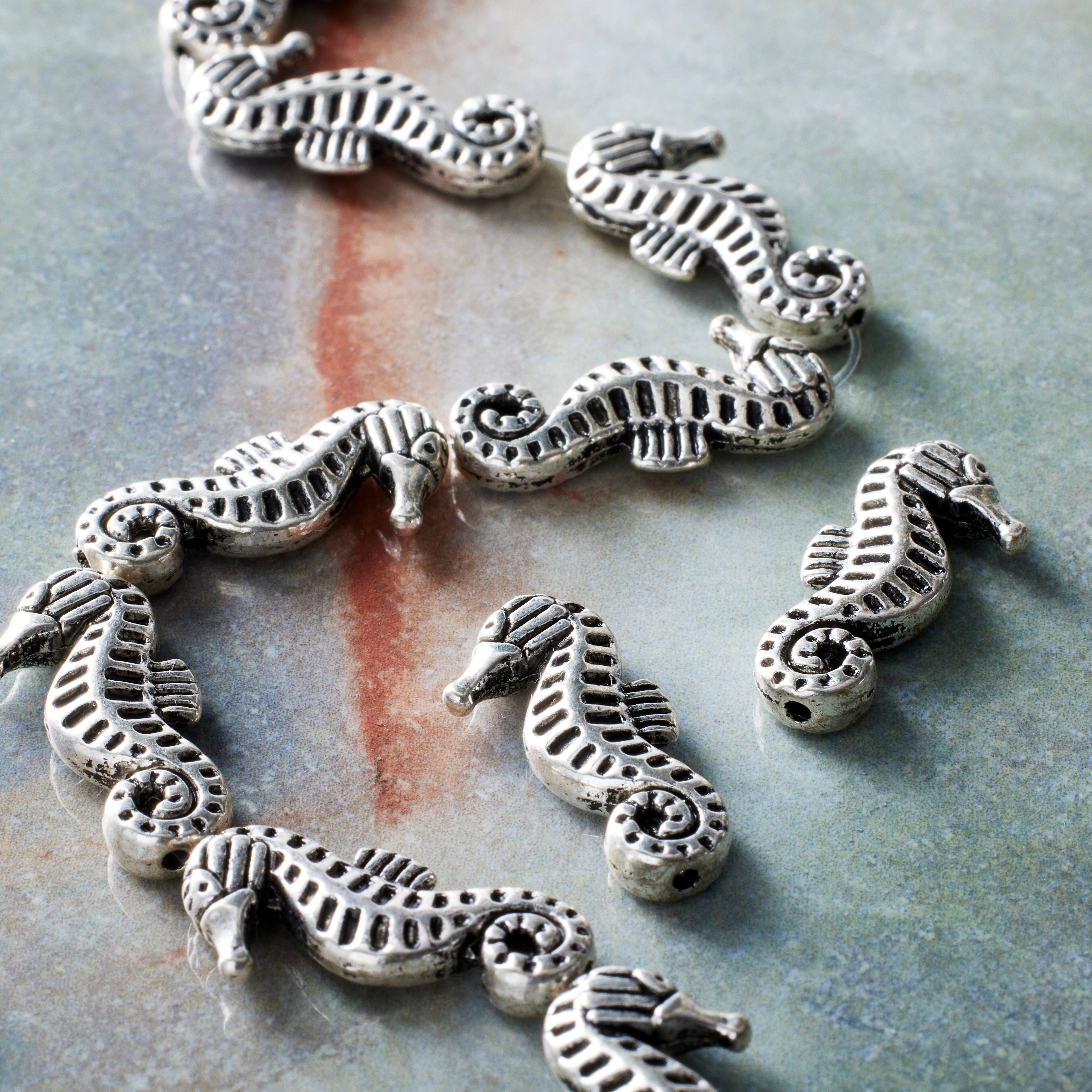 12 Packs: 10 ct. (120 total) Antique Silver Seahorse Metal Beads, 21mm by Bead Landing&#x2122;