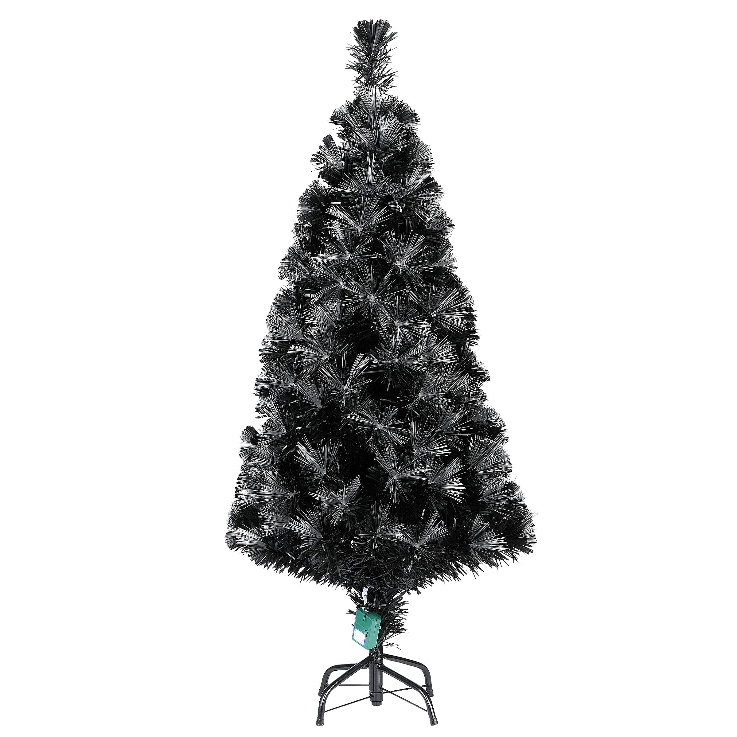 4ft. Fiber Optic Candy Corn Color Lights Black Artificial Halloween Tree