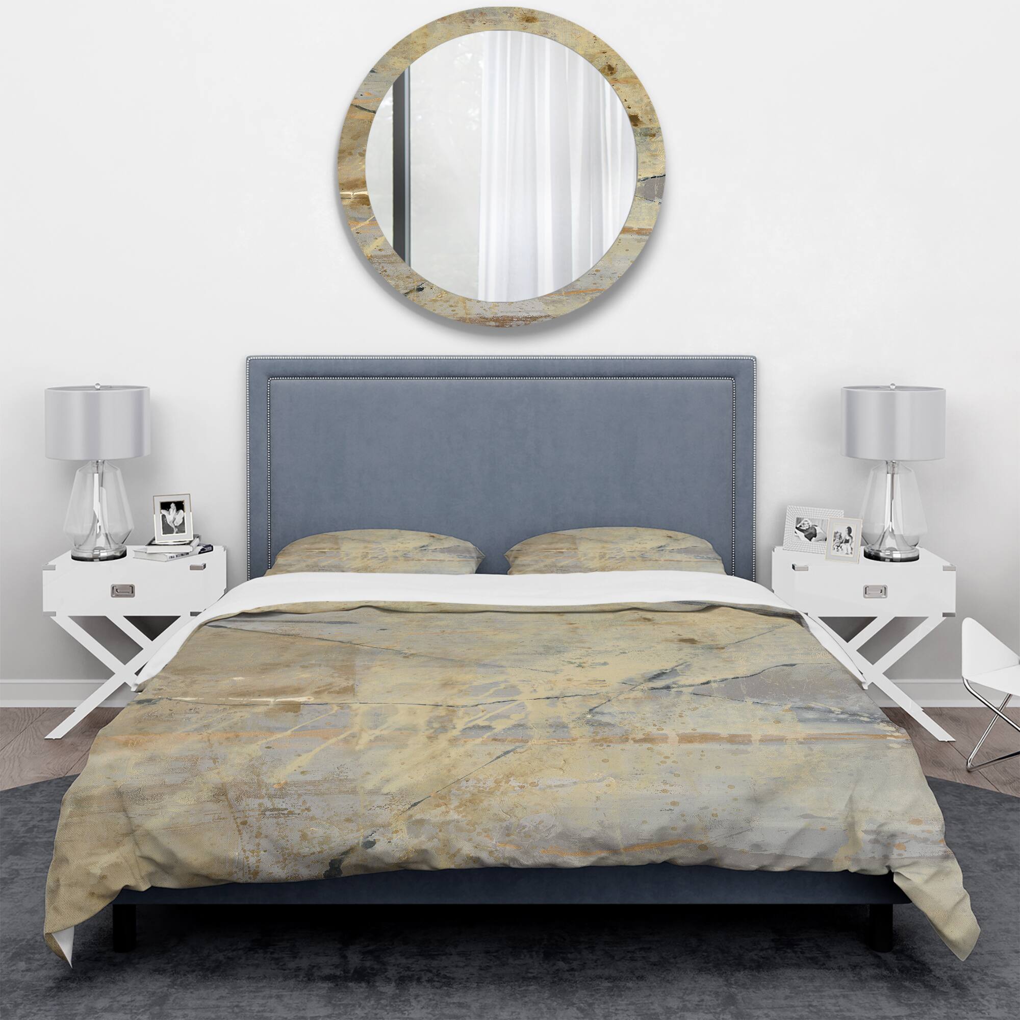 Designart &#x27;Geometric Cream Block III&#x27; Geometric Bedding Set - Duvet Cover &#x26; Shams
