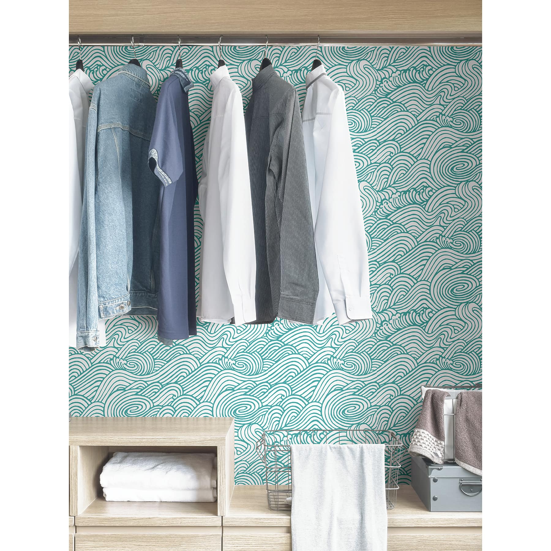 NuWallpaper Teal Saybrook Peel & Stick Wallpaper