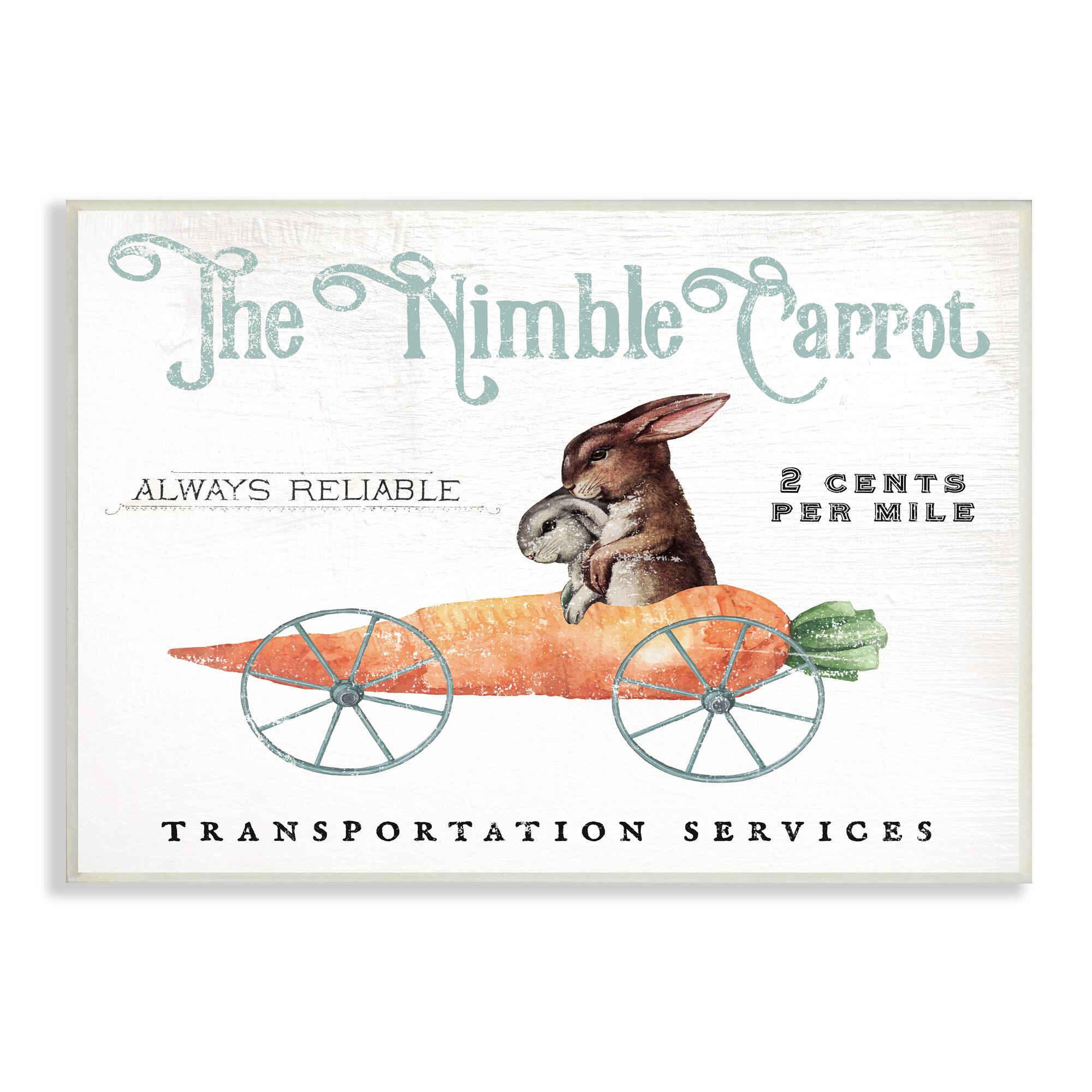 Stupell Industries Easter Bunny Vintage Nimble Carrot Mobile Spring Rabbit Wall Plaque