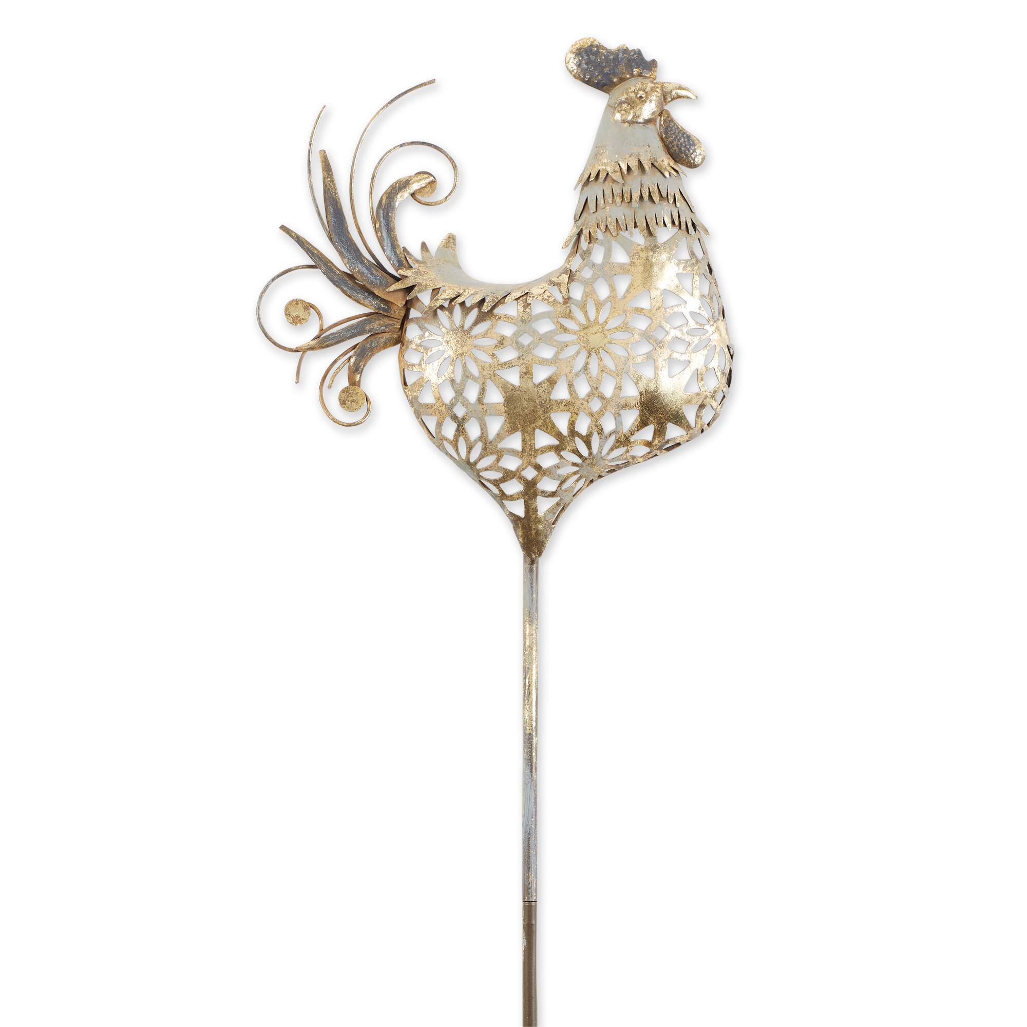 35.5" Gold Rooster Garden Stake